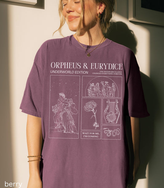 Orpheus and Eurydice Comfort Colors Greek Mythology Tee * Don't Look Back Subtle Hades Persephone Dark Academia Drama Musical Theatre Gift