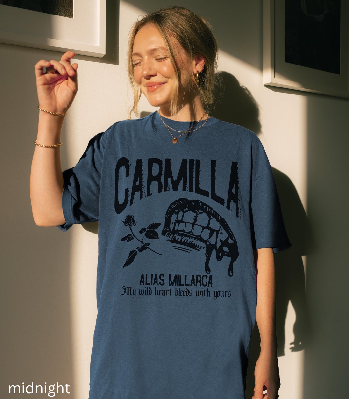 Carmilla Vampire Comfort Colors Tee Monster Lover Retro Cult Classic Horror Movie Dark Gothic Sapphic Romance Subtle Bookish Merch Valentine