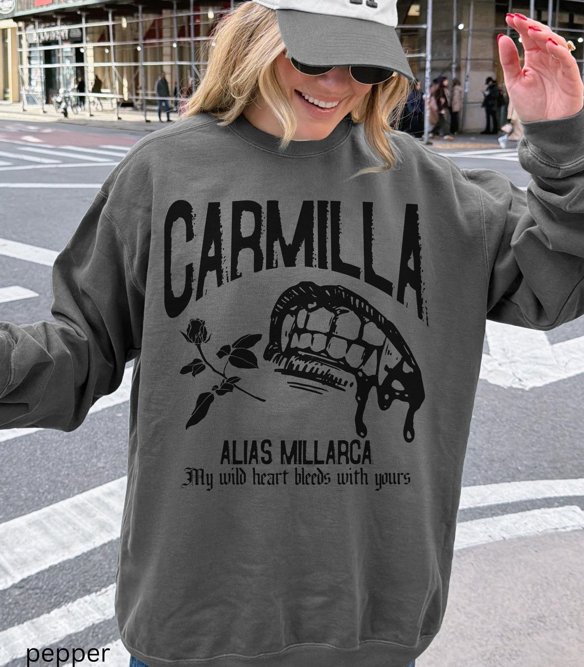 Carmilla vampire Comfort Colors Sweatshirt Monster Lover Classic Horror Movie Dark Gothic Sapphic Romance Subtle Bookish Merch Valentine