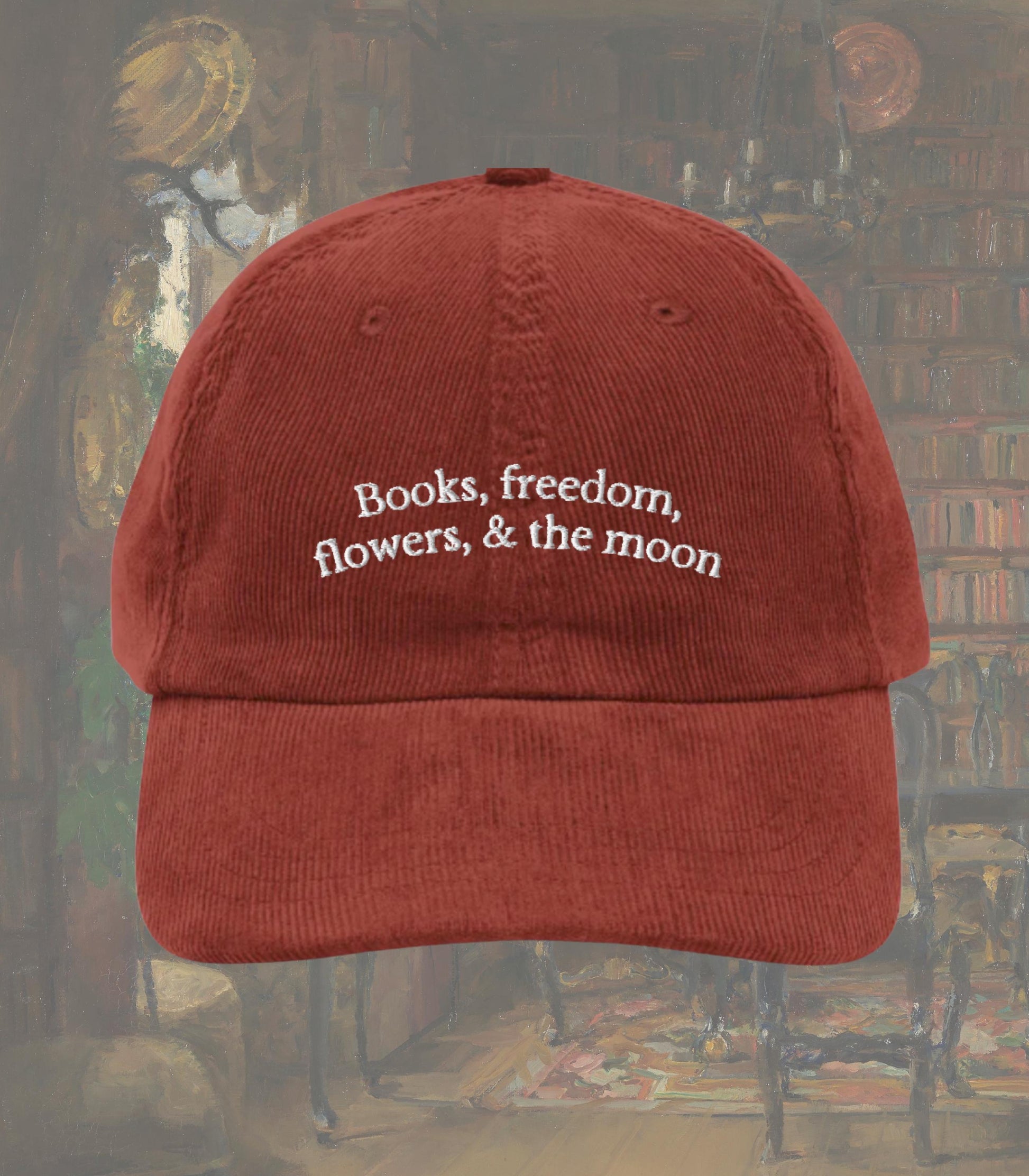 Oscar Wilde Books Freedom Flowers Moon Quote Corduroy Hat * Dark Academia Subtle Bookish Literature Teacher Major Librarian Gift Dorian Gray