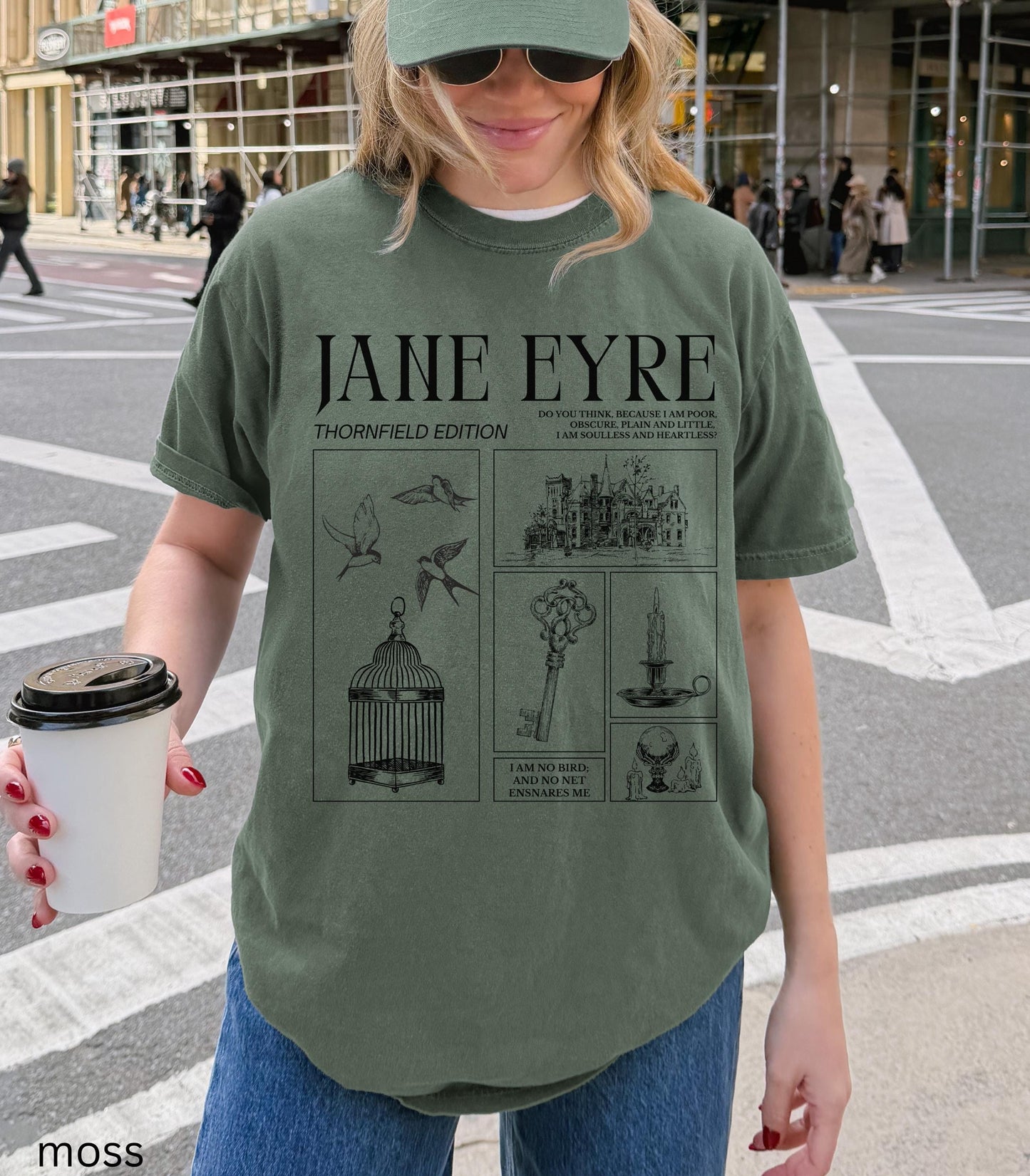 Jane Eyre Charlotte Bronte I am no bird Comfort Colors Tee Dark Gothic Romance Bookish Book Lover Reader Gift English Teacher Librarian Idea