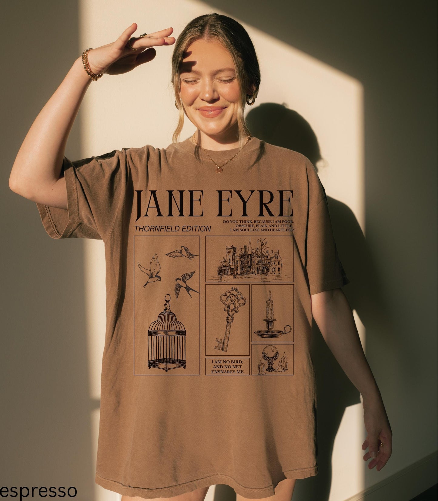 Jane Eyre Charlotte Bronte I am no bird Comfort Colors Tee Dark Gothic Romance Bookish Book Lover Reader Gift English Teacher Librarian Idea