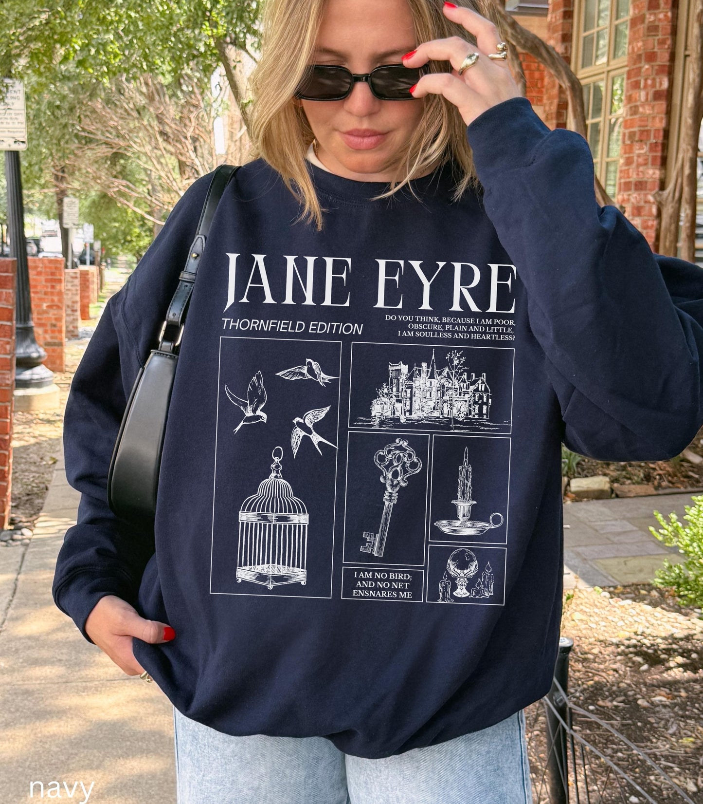 Jane Eyre Charlotte Bronte Sweatshirt I am no Bird Dark Gothic Romance Thornfield Rochester Bibliophile Book Lover Bookworm Cozy GIft Idea