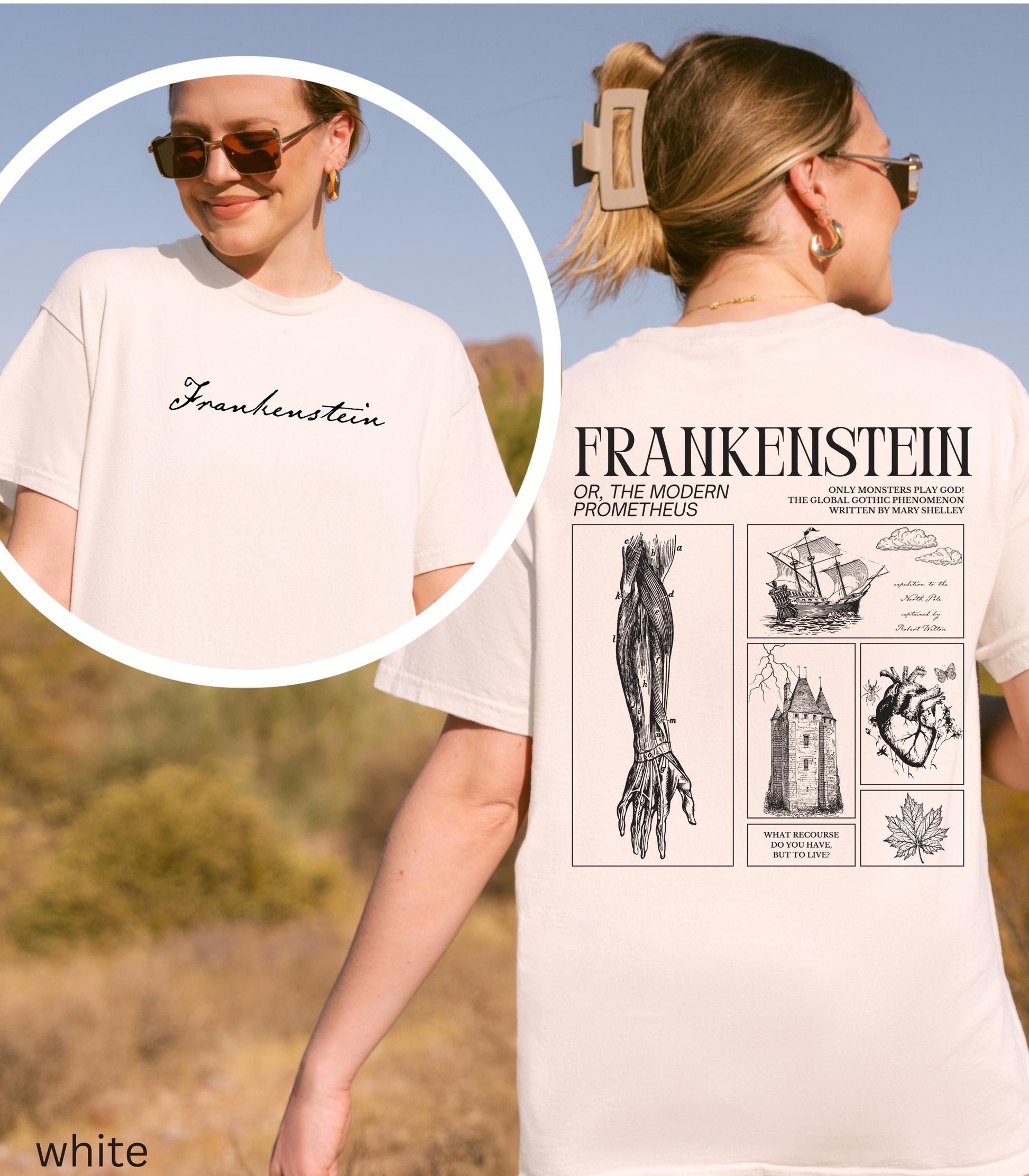 Frankenstein Comfort Colors Tee Insects Maple Leaf Horror Gothic Monster Movie Lover Bookish Merch Halloween Dark Academia Mary Shelley 2025