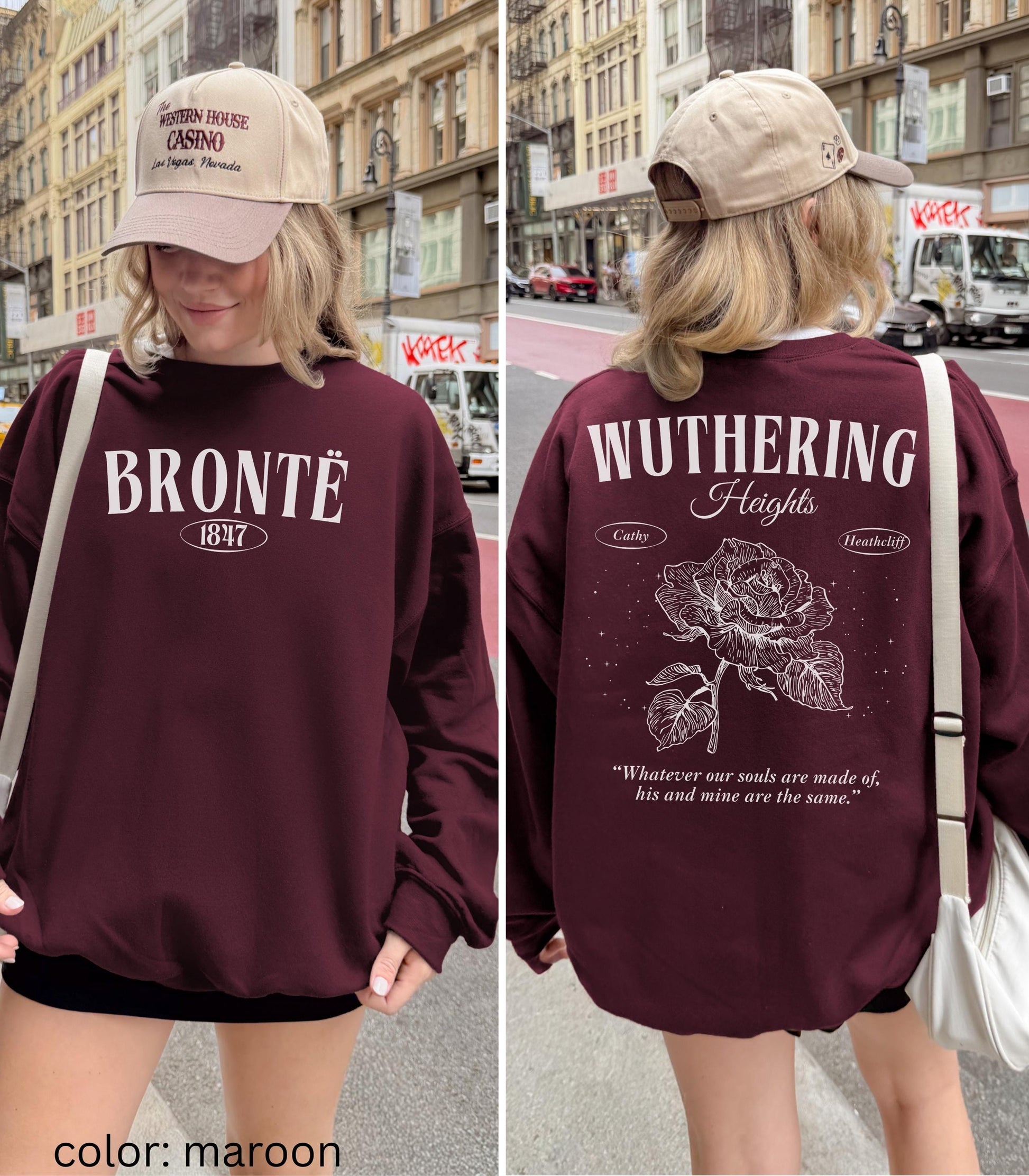 Wuthering Heights Emily Bronte Sweatshirt Retro Classic Gothic Dark Romance Movie Gift Bookish Academia Classic Literature Valentine Gift