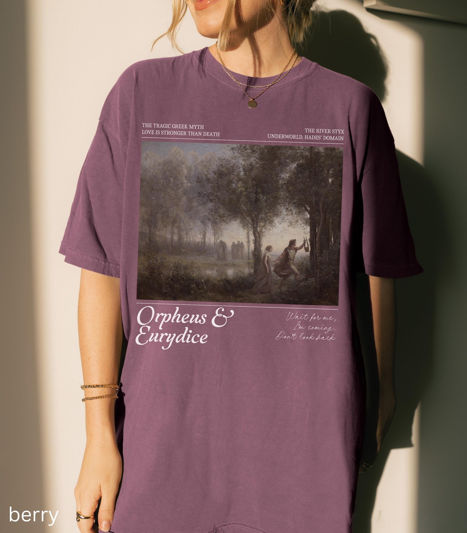 Orpheus and Eurydice Comfort Colors Tee Subtle Greek Mythology Hades Persephone Dark Academia Underworld Styx Hell Back Musical Theatre Kid