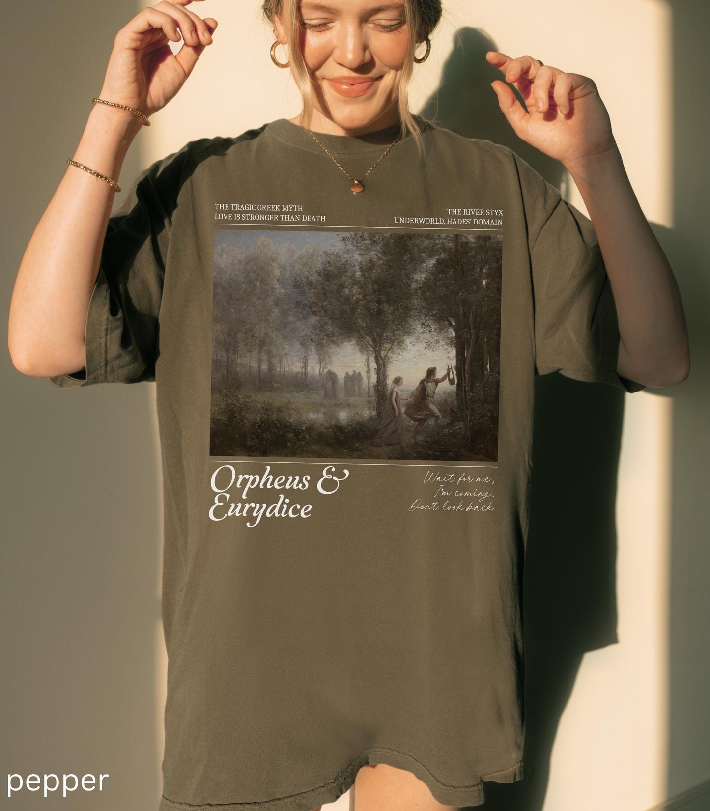Orpheus and Eurydice Comfort Colors Tee Subtle Greek Mythology Hades Persephone Dark Academia Underworld Styx Hell Back Musical Theatre Kid