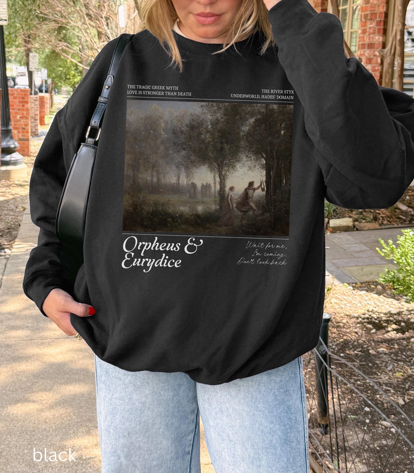 Orpheus and Eurydice Sweatshirt Subtle Greek Mythology Hades Persephone Dark Academia Underworld Styx Hell Back Musical Theatre Kid Merch