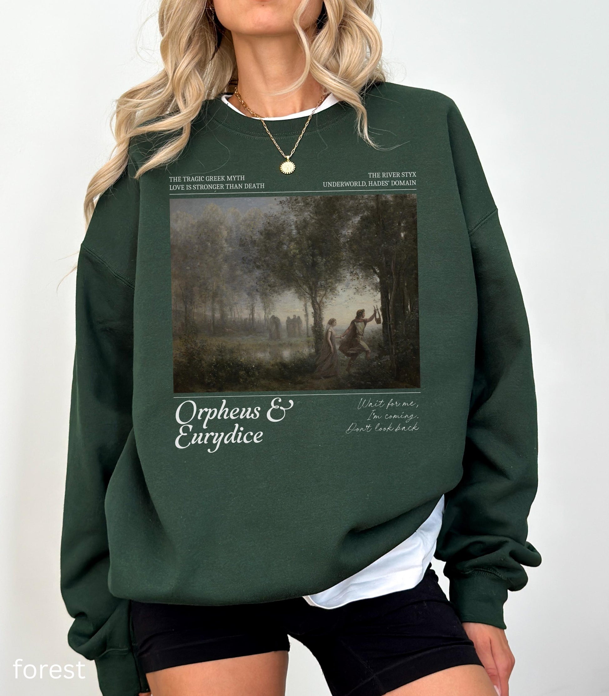 Orpheus and Eurydice Sweatshirt Subtle Greek Mythology Hades Persephone Dark Academia Underworld Styx Hell Back Musical Theatre Kid Merch