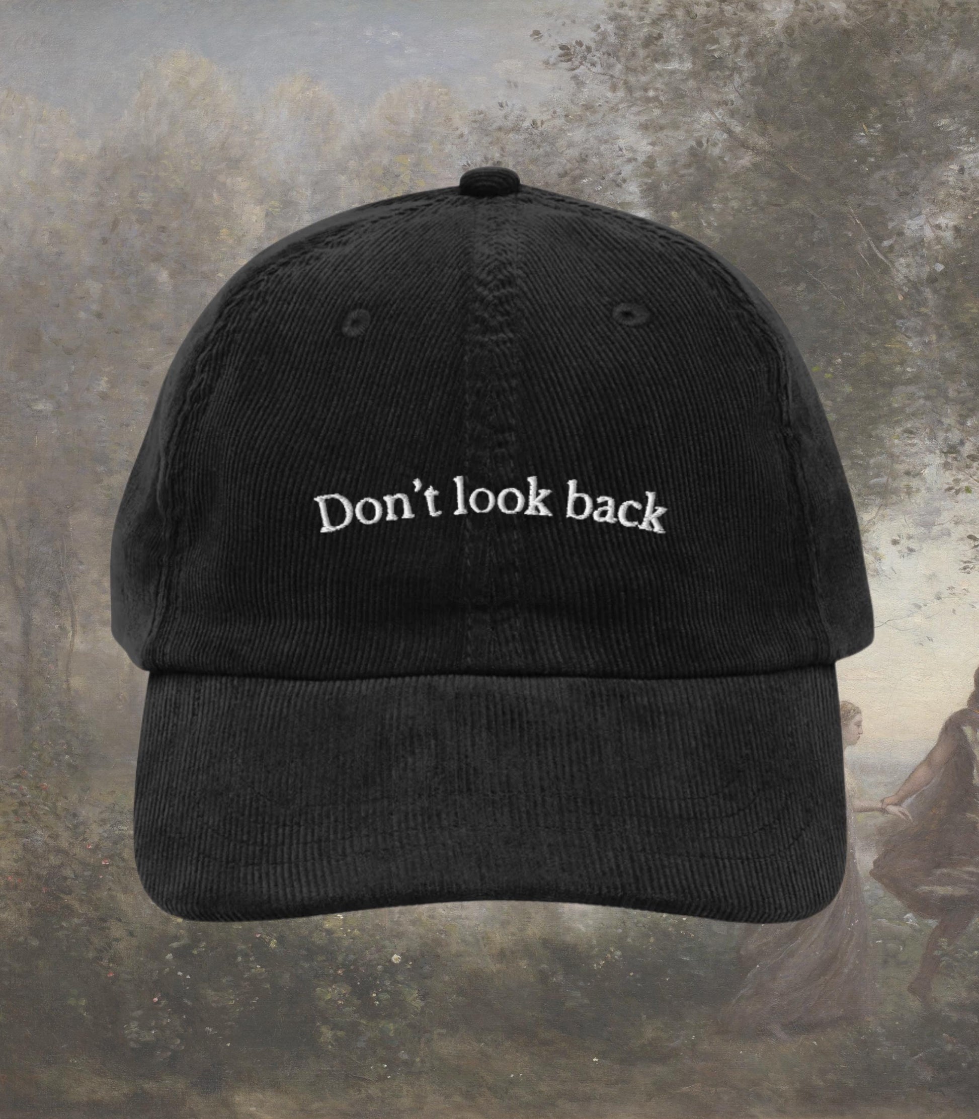 Orpheus and Eurydice Greek Mythology Corduroy Embroidered Hat * Don't Look Back Hades Persephone Fates Support Theater Bookish Merch