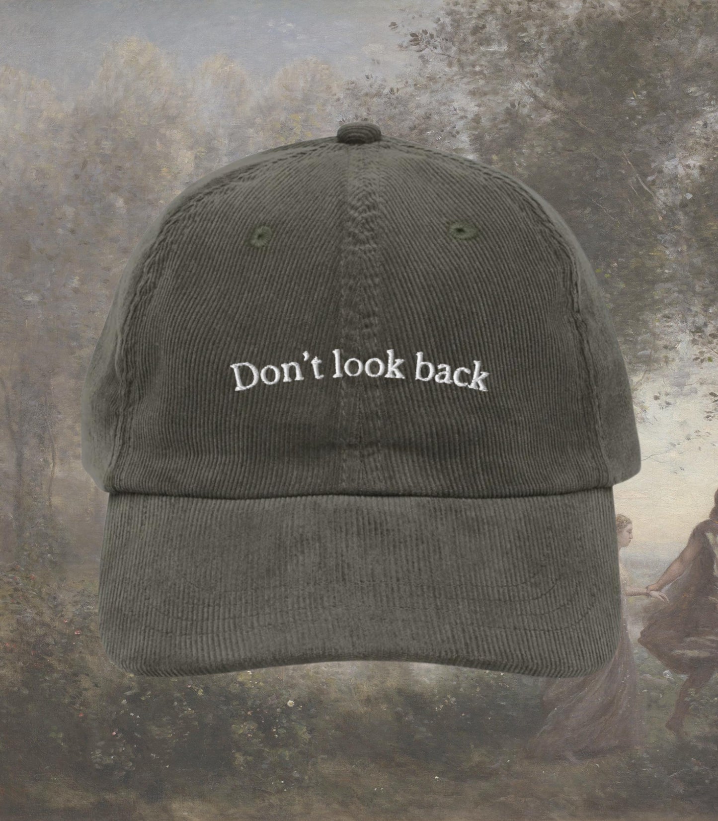 Orpheus and Eurydice Greek Mythology Corduroy Embroidered Hat * Don't Look Back Hades Persephone Fates Support Theater Bookish Merch