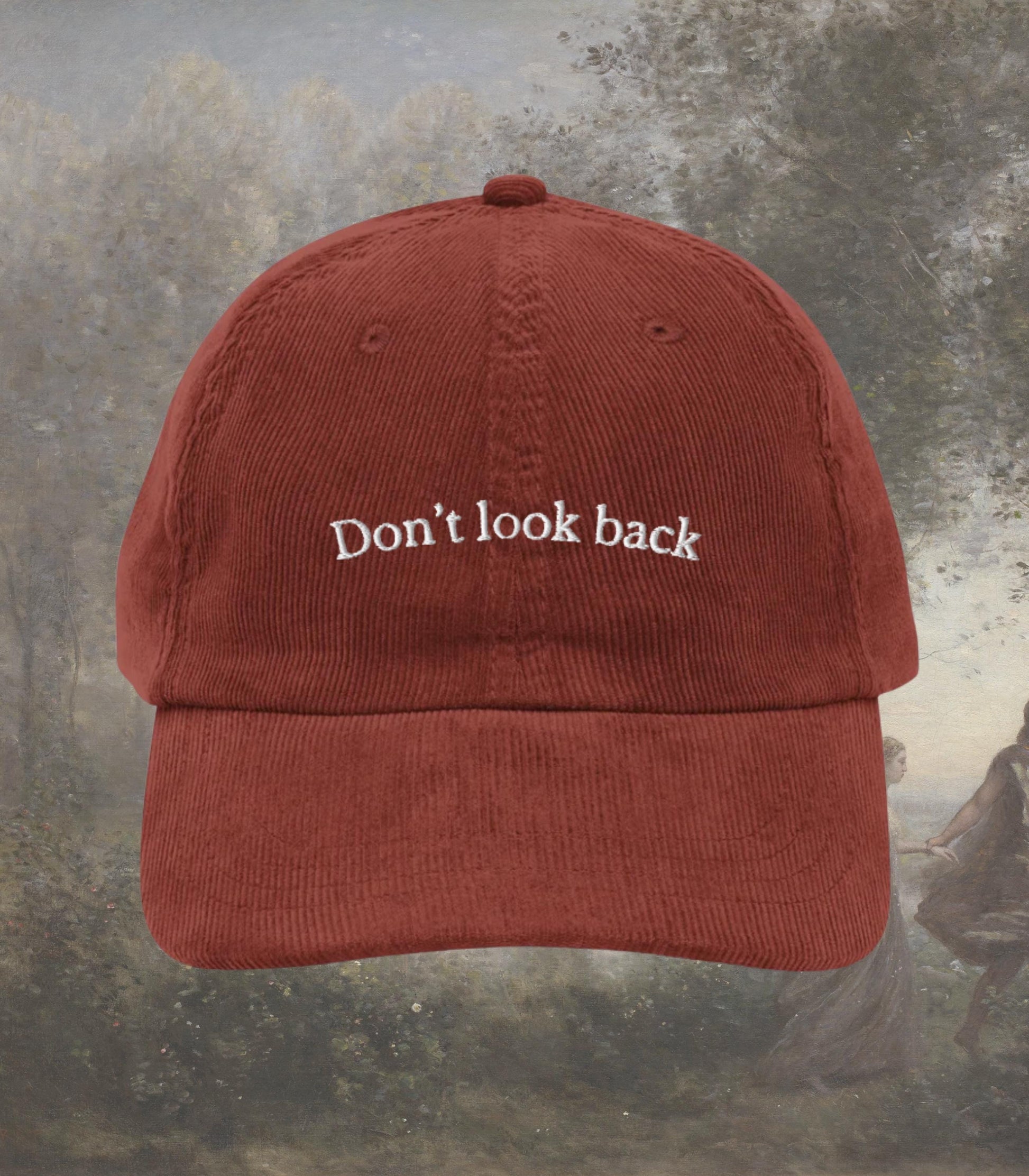 Orpheus and Eurydice Greek Mythology Corduroy Embroidered Hat * Don't Look Back Hades Persephone Fates Support Theater Bookish Merch