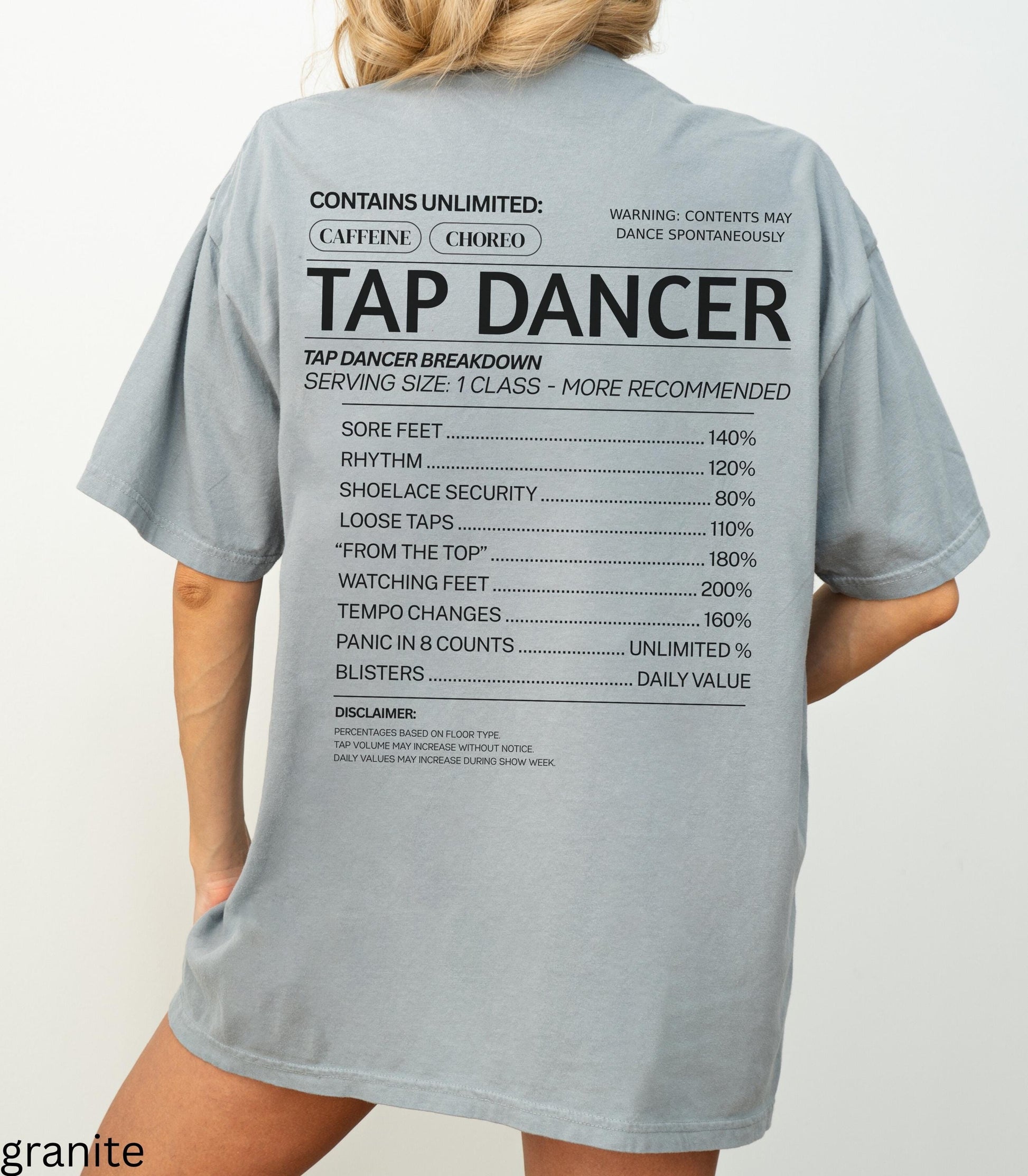 Tap Funny Nutritional Facts Comfort Colors tee * Dance Teacher Dancer Tapper Tshirt Recital Comp Gift Swing Broadway Musical Theater Recital