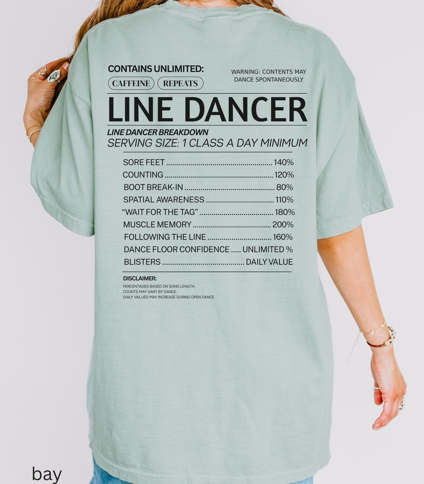 Line Dancer Nutritional Facts Funny Unisex Comfort Colors Tee * Honky Tonk Boot Scooting Cowgirl Country Western Dance Teacher Gift Idea