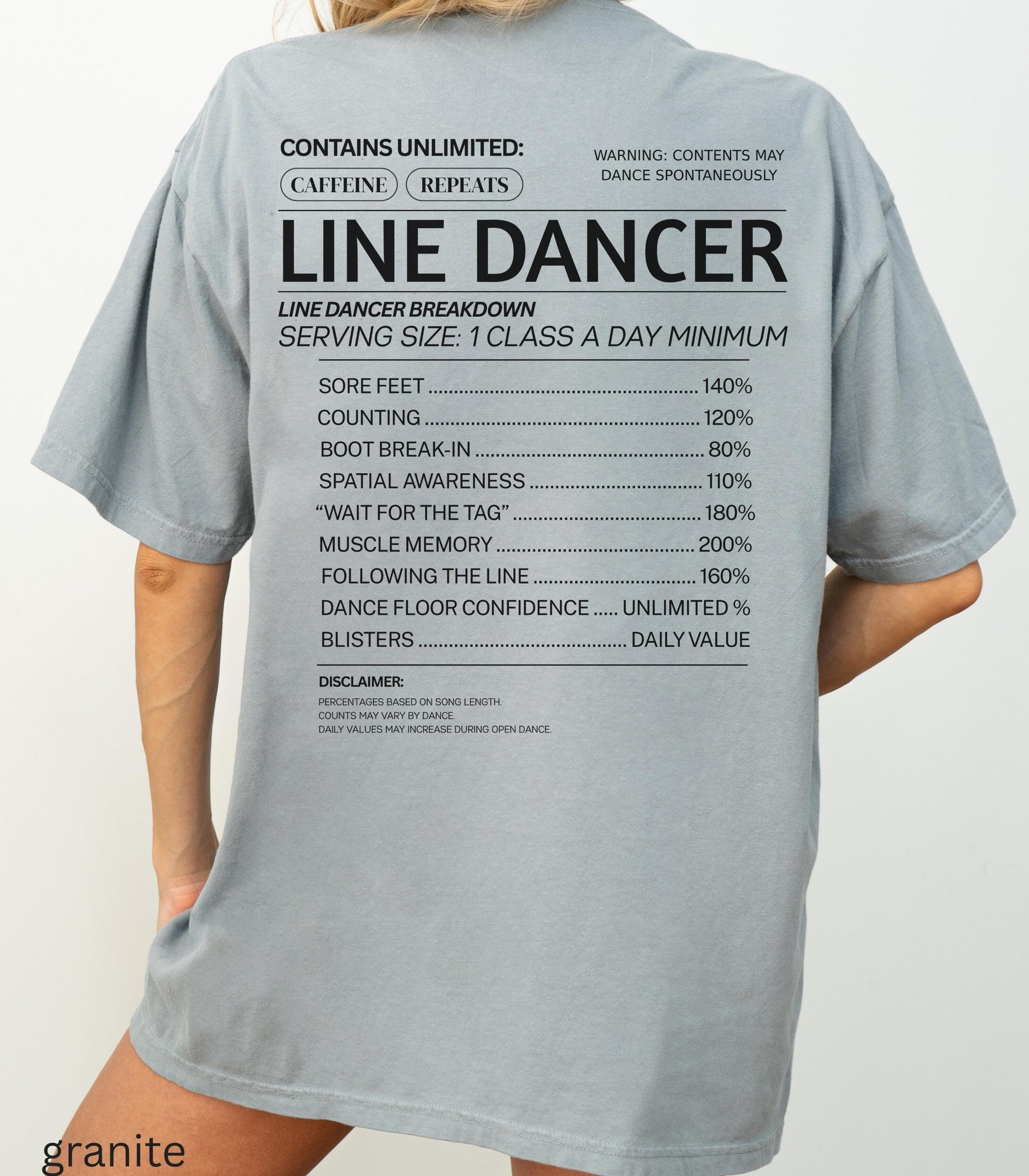 Line Dancer Nutritional Facts Funny Unisex Comfort Colors Tee * Honky Tonk Boot Scooting Cowgirl Country Western Dance Teacher Gift Idea