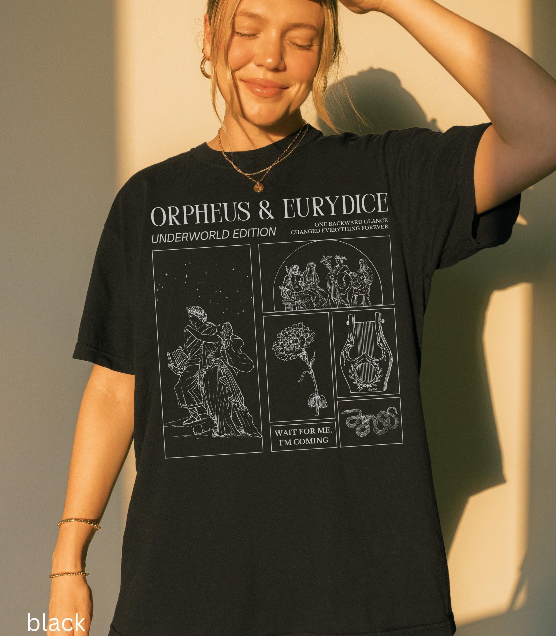 Orpheus and Eurydice Comfort Colors Greek Mythology Tee * Don't Look Back Subtle Hades Persephone Dark Academia Drama Musical Theatre Gift