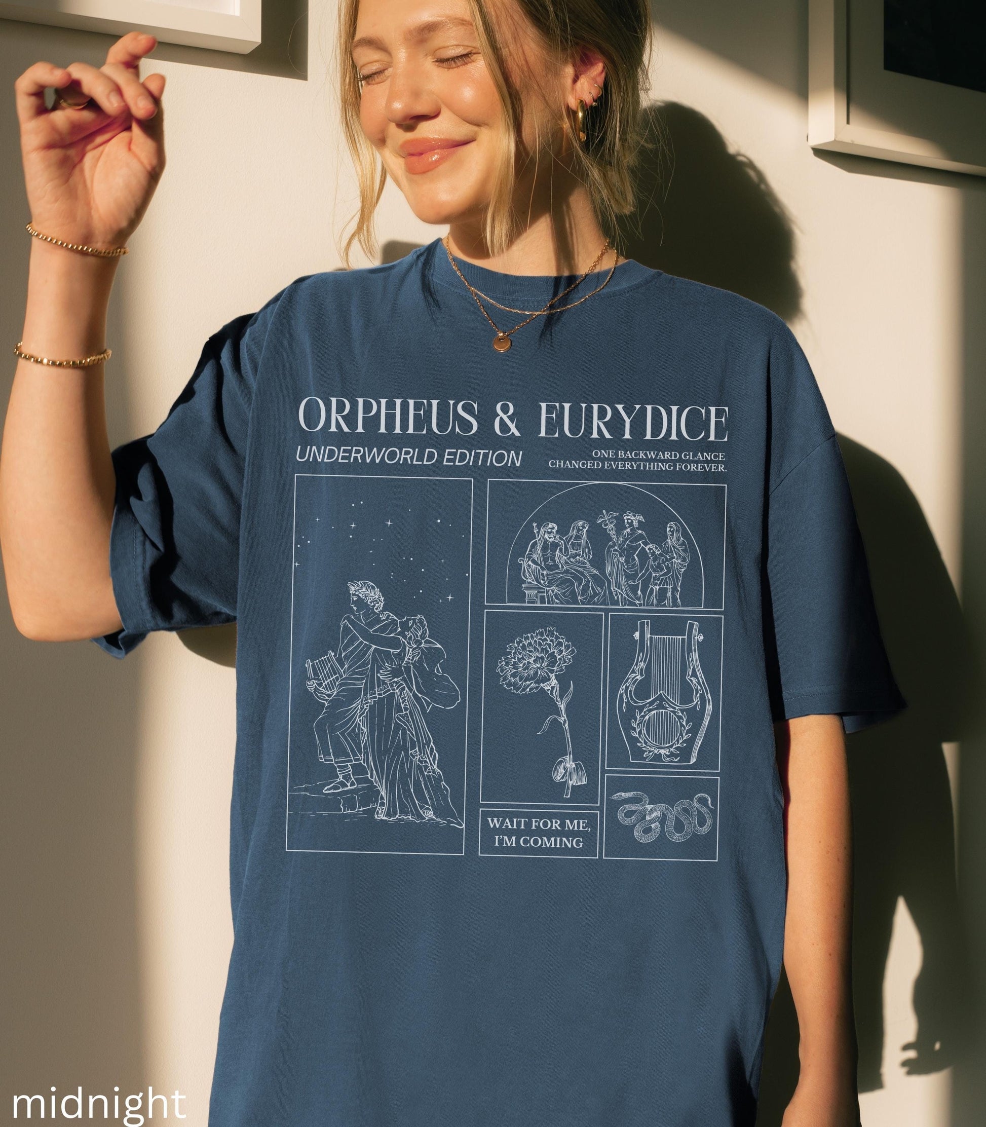 Orpheus and Eurydice Comfort Colors Greek Mythology Tee * Don't Look Back Subtle Hades Persephone Dark Academia Drama Musical Theatre Gift