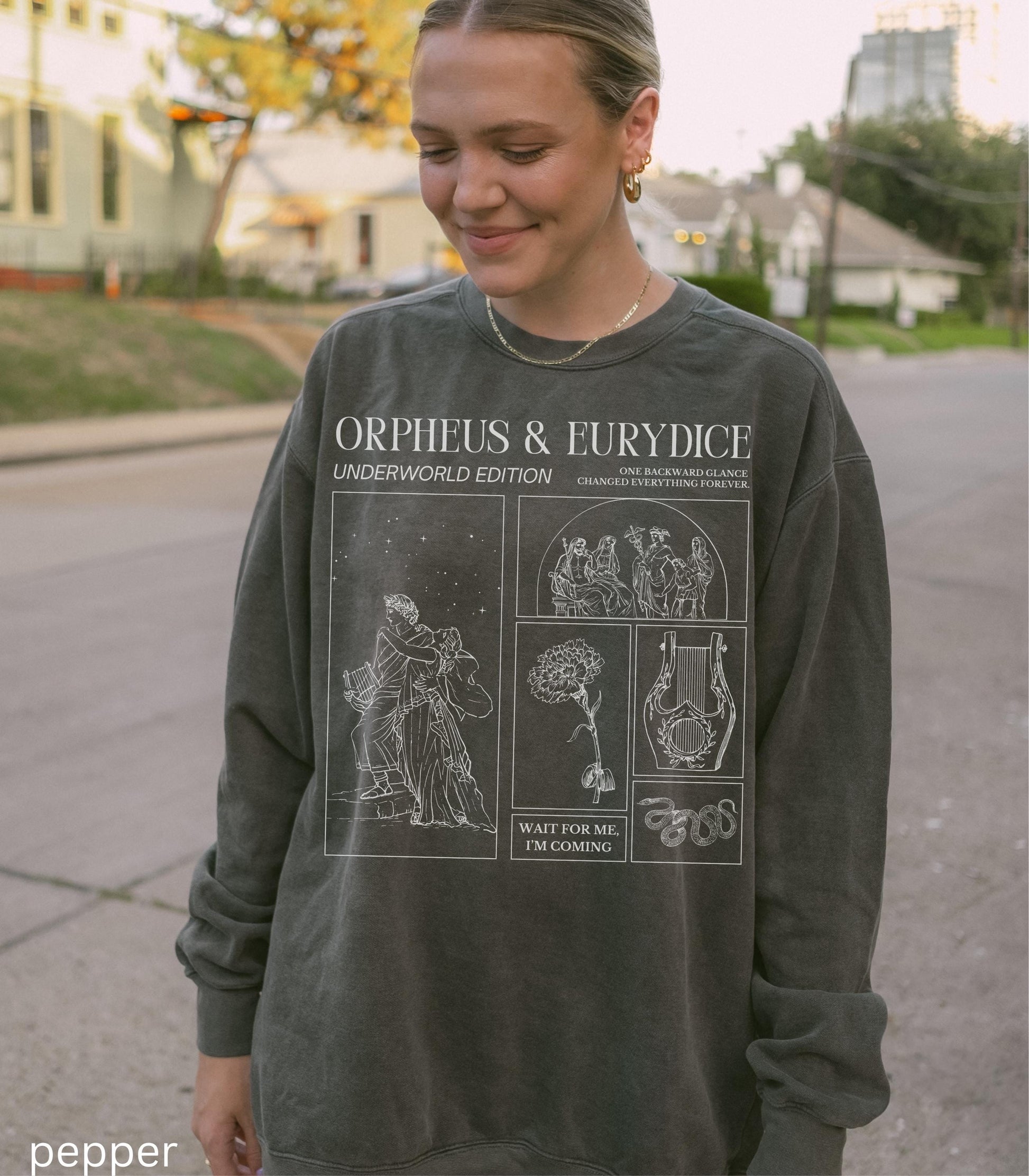 Orpheus and Eurydice Comfort Colors Sweatshirt Greek Mythology * Don't Look Back Hades Persephone Dark Academia Drama Musical Theatre Gift
