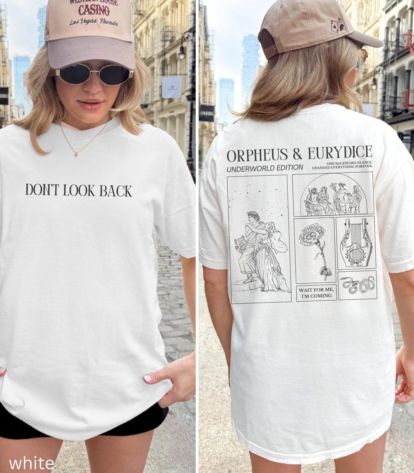 Orpheus Eurydice Words on Back Comfort Colors Tee Greek Mythology Hades Persephone Underworld Wait for Me Musical Theater Drama Teacher Gift