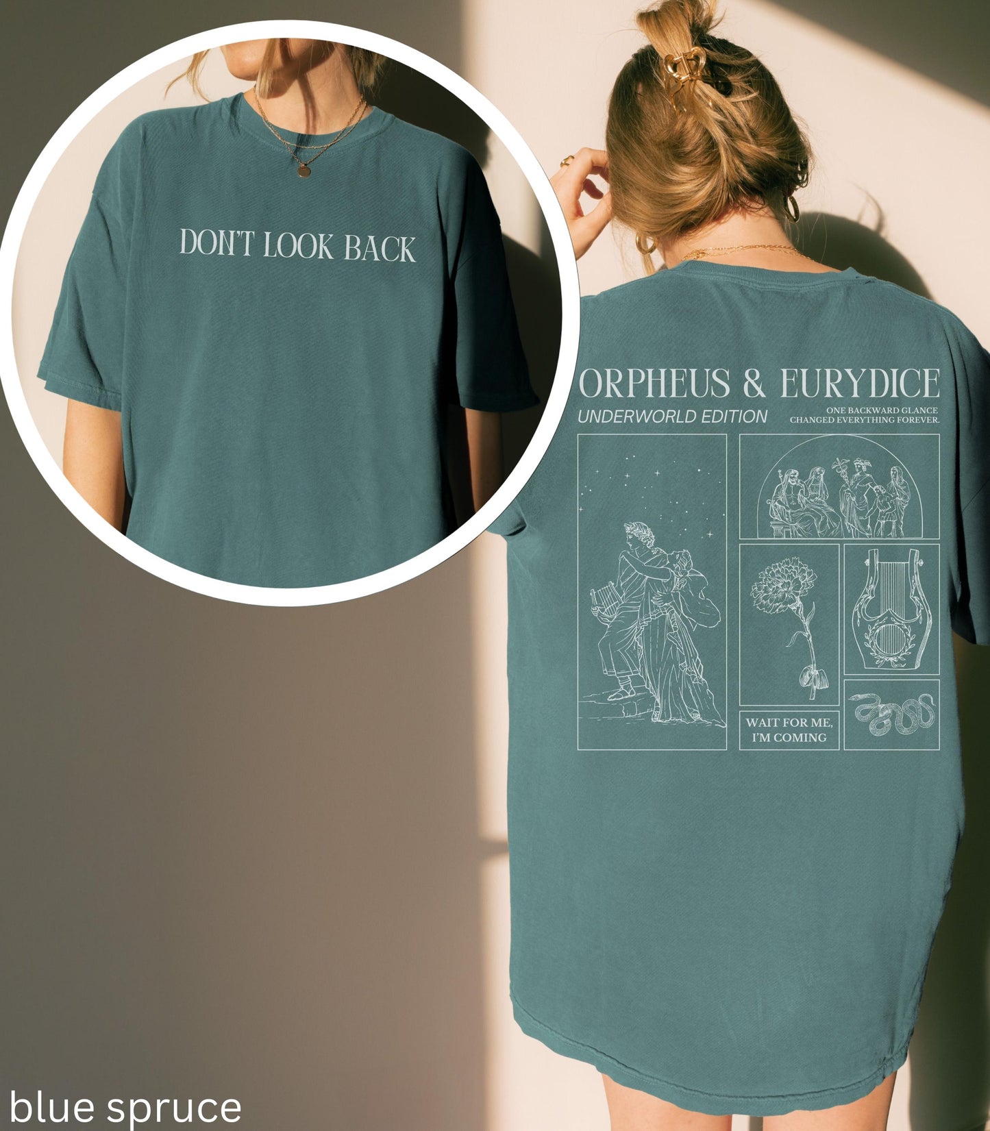 Orpheus Eurydice Words on Back Comfort Colors Tee Greek Mythology Hades Persephone Underworld Wait for Me Musical Theater Drama Teacher Gift