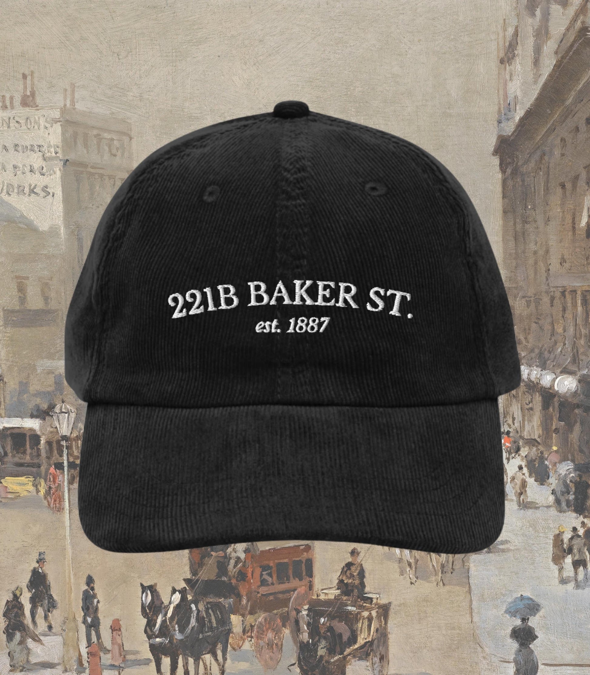 Sherlock Holmes 221b Baker Street Embroidered Corduroy Hat Classic Literature Merch Bookworm Gift Detective Mystery Reader Elementary Watson