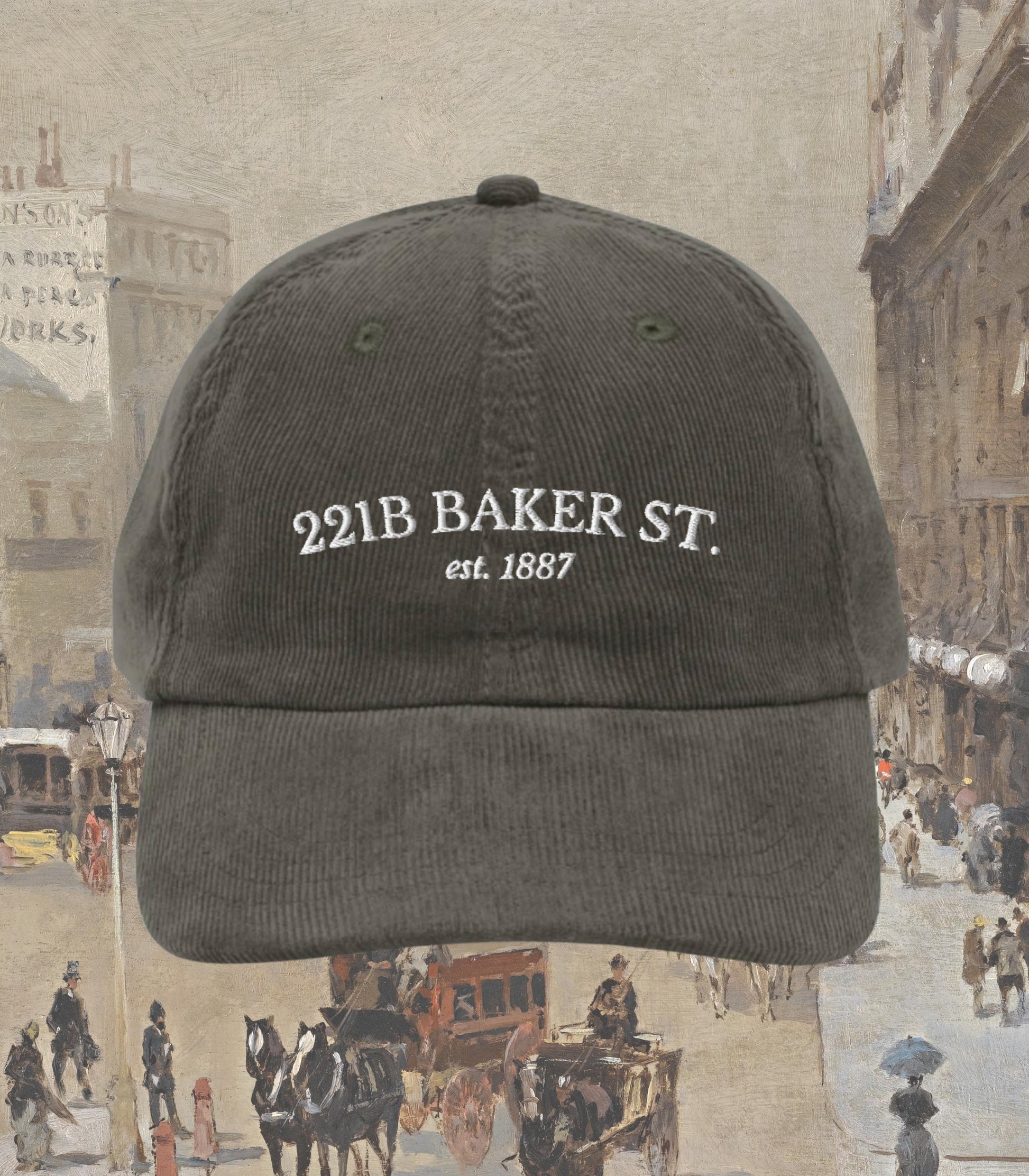 Sherlock Holmes 221b Baker Street Embroidered Corduroy Hat Classic Literature Merch Bookworm Gift Detective Mystery Reader Elementary Watson