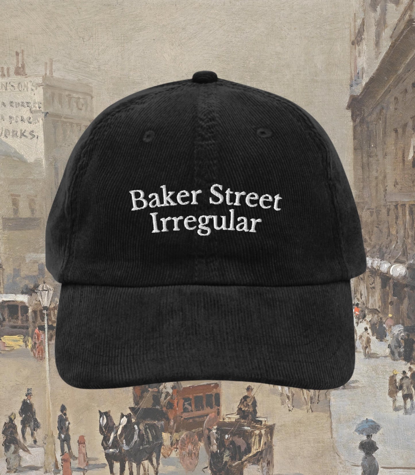 Sherlock Holmes Baker Street Irregular Embroidered Corduroy Hat Merch Bookworm Teacher Gift Detective Mystery Reader 221b Elementary Watson