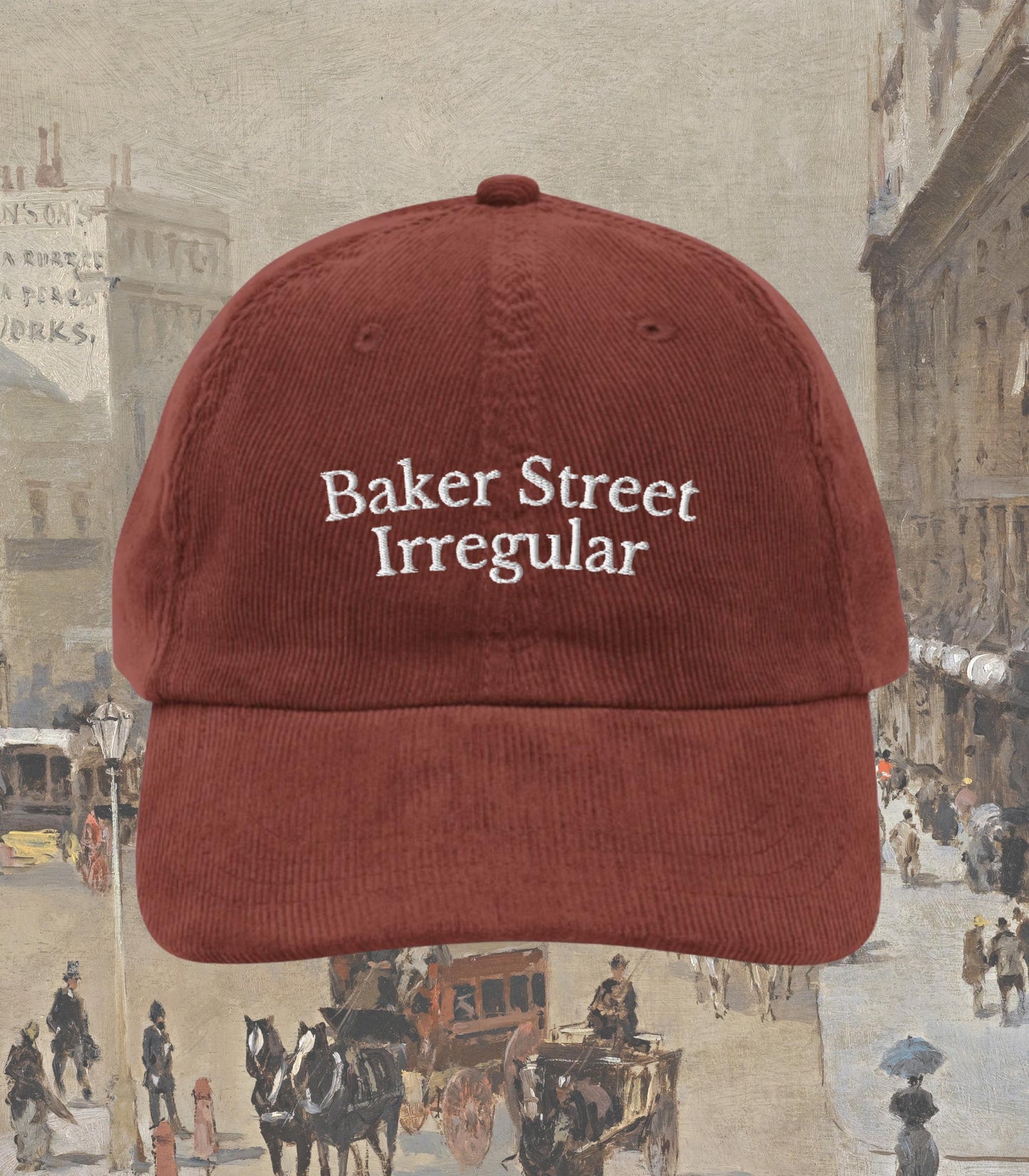 Sherlock Holmes Baker Street Irregular Embroidered Corduroy Hat Merch Bookworm Teacher Gift Detective Mystery Reader 221b Elementary Watson