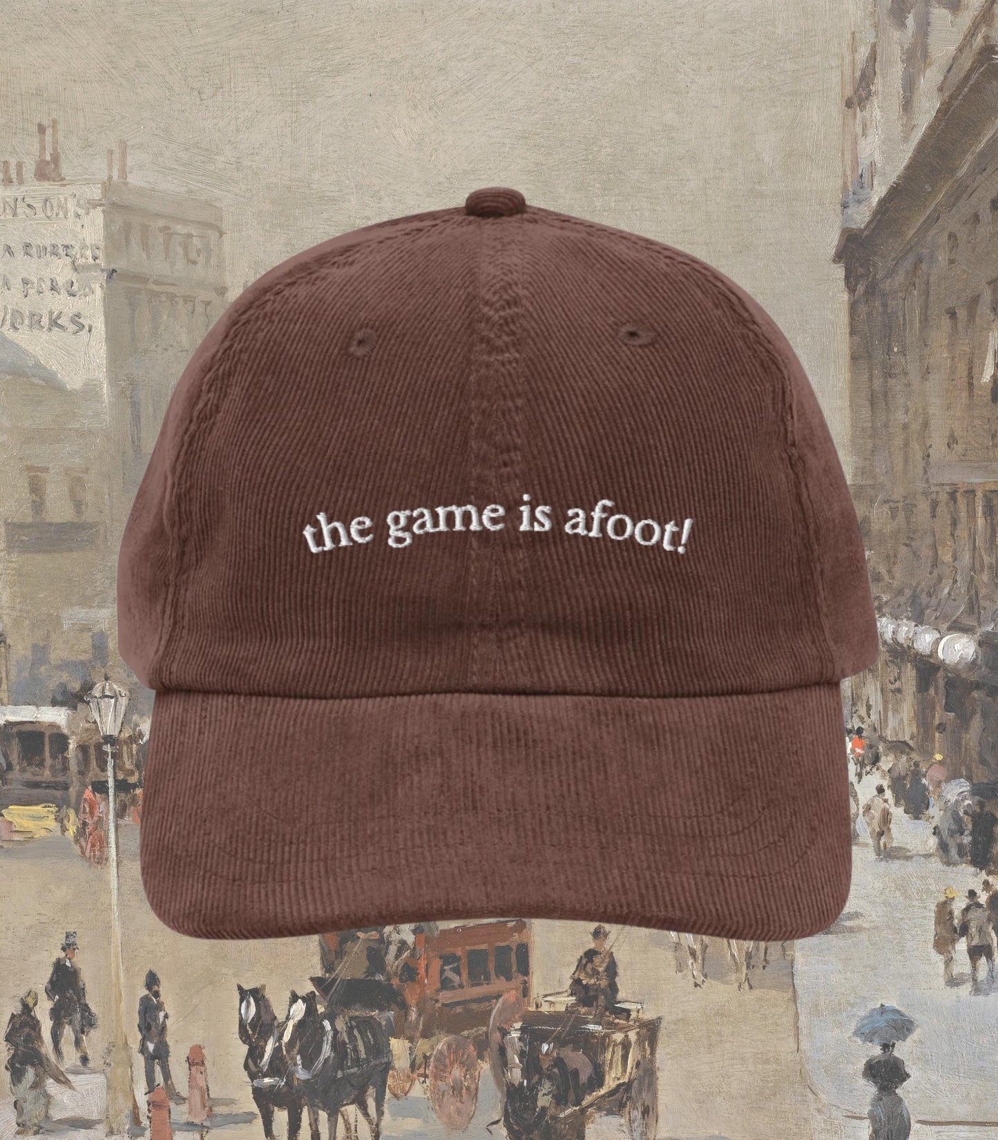 Sherlock Holmes The Game is Afoot Embroidered Corduroy Hat Merch Bookworm Teacher Gift Detective Mystery Reader 221b Elementary Watson
