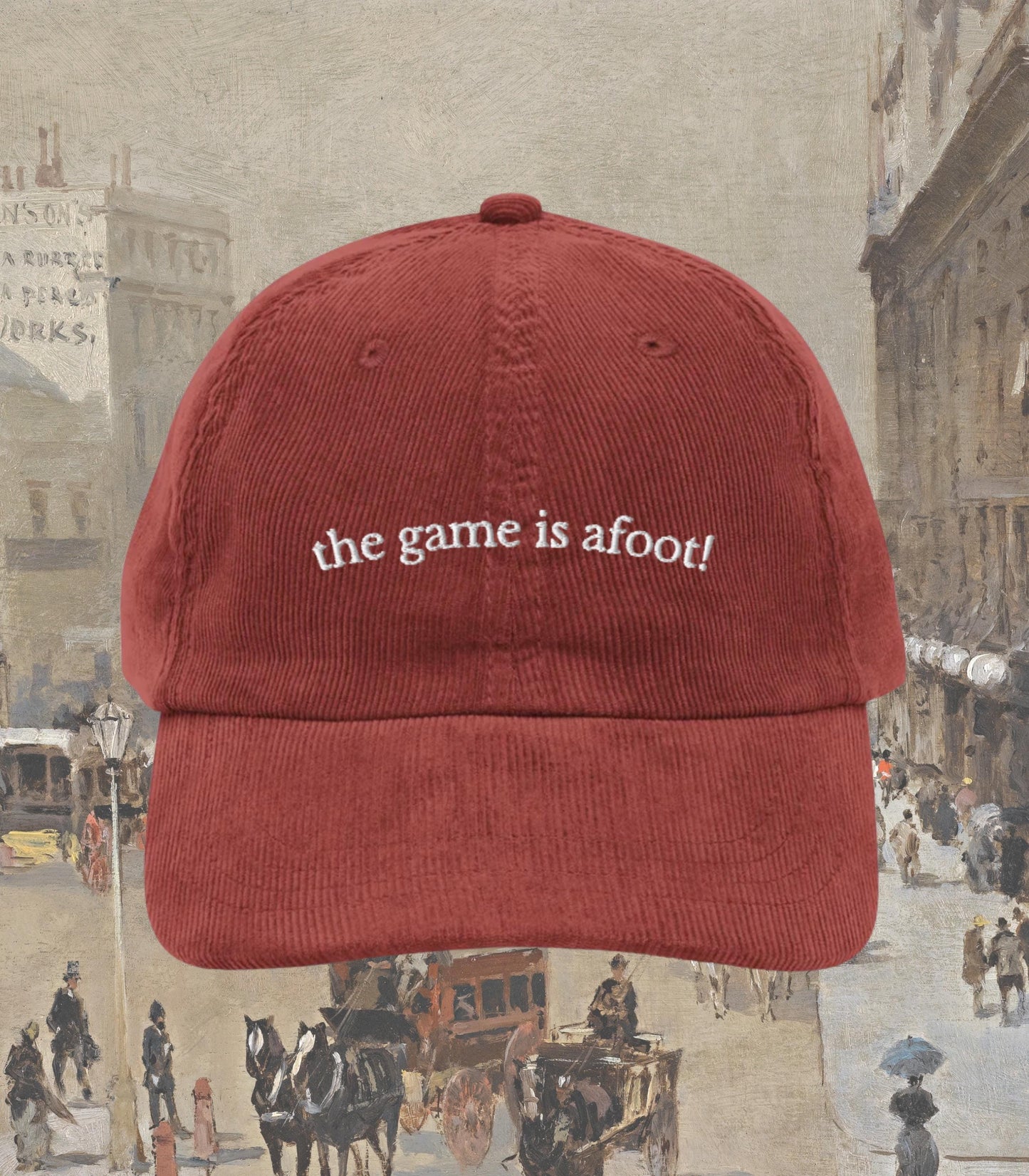 Sherlock Holmes The Game is Afoot Embroidered Corduroy Hat Merch Bookworm Teacher Gift Detective Mystery Reader 221b Elementary Watson