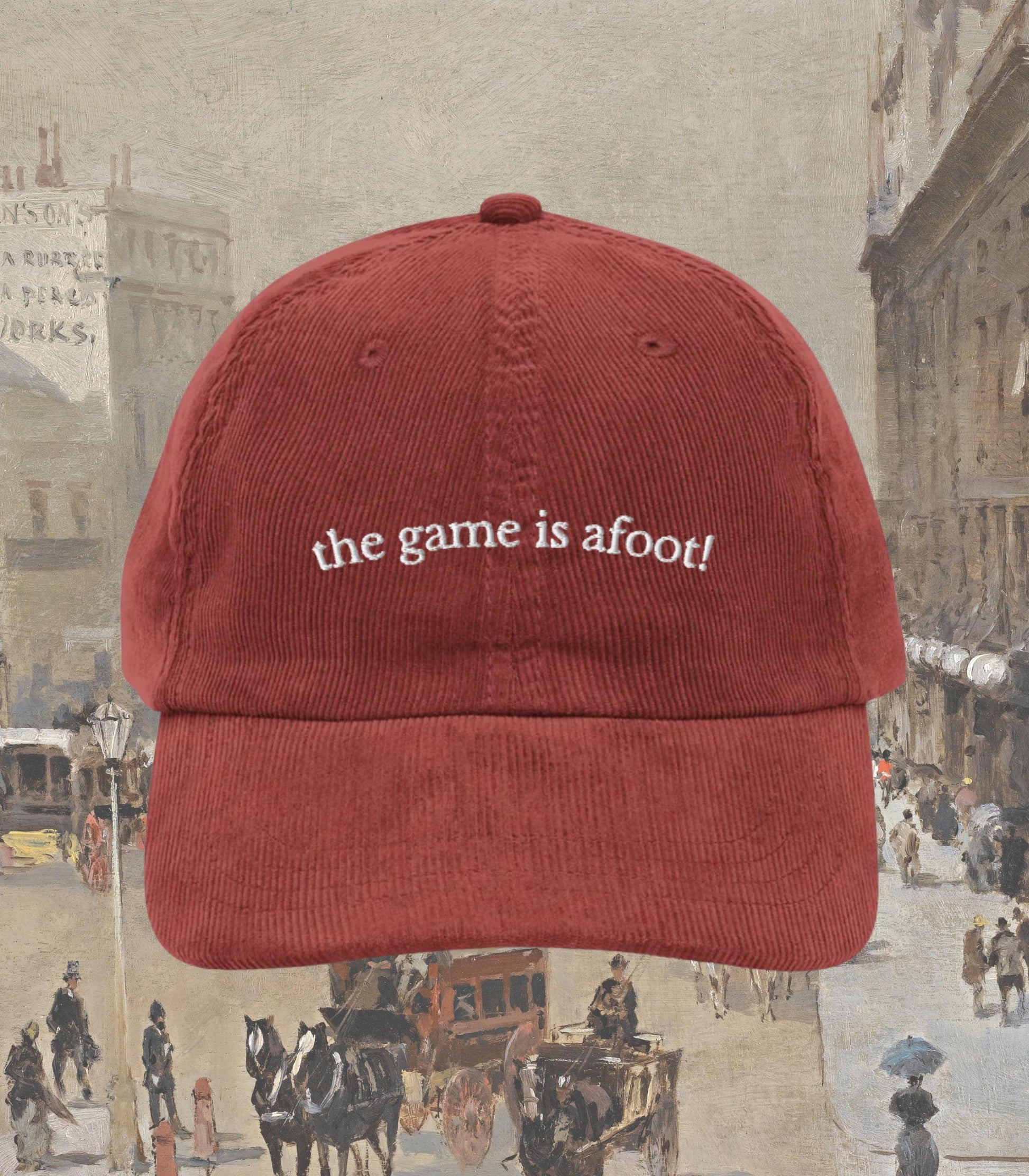 Sherlock Holmes The Game is Afoot Embroidered Corduroy Hat Merch Bookworm Teacher Gift Detective Mystery Reader 221b Elementary Watson