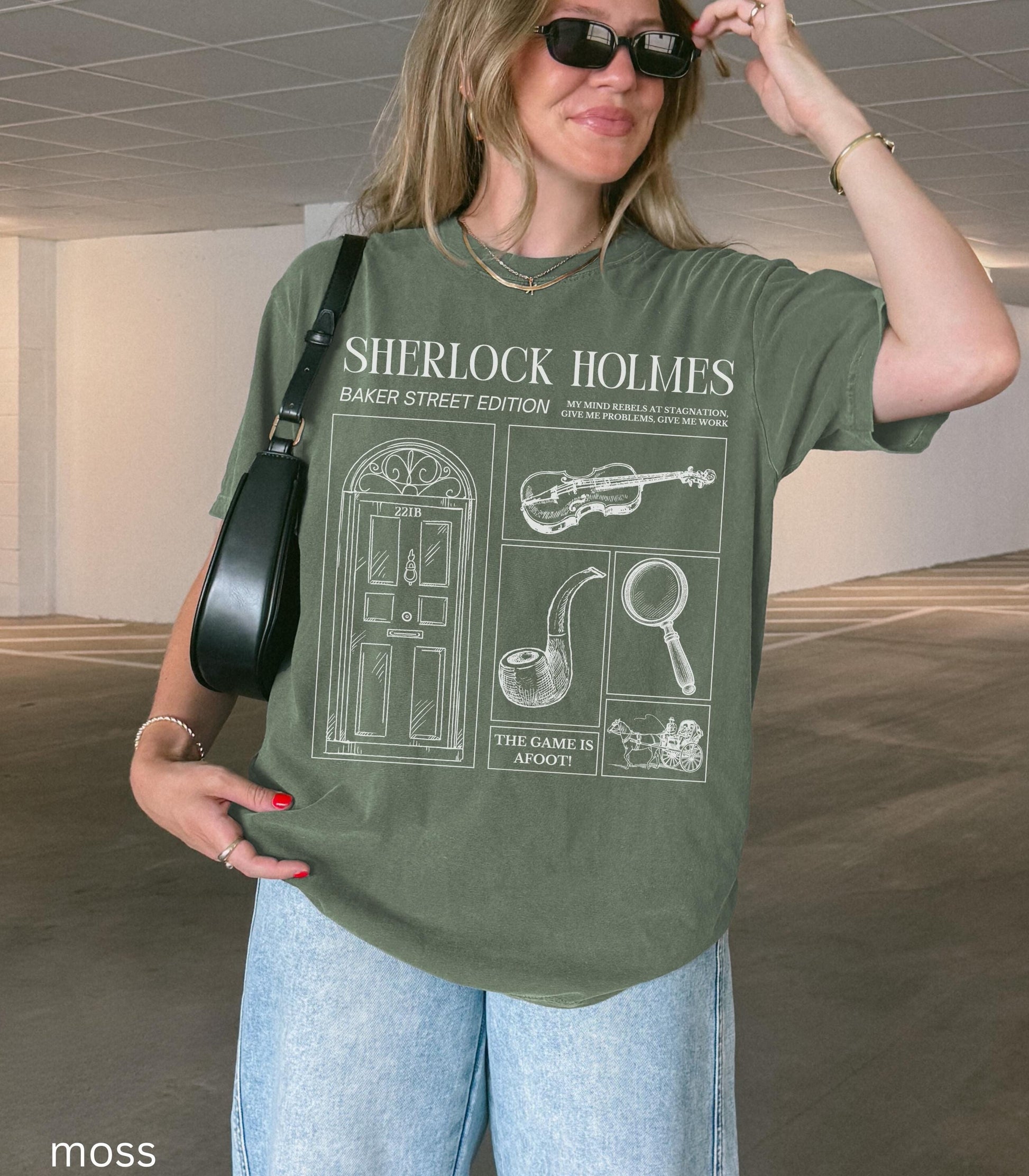 Sherlock Holmes Comfort Colors Tee * Dark Light Academia Game is Afoot Elementary Watson Detective Mystery Reader Bookish Book Club Gift