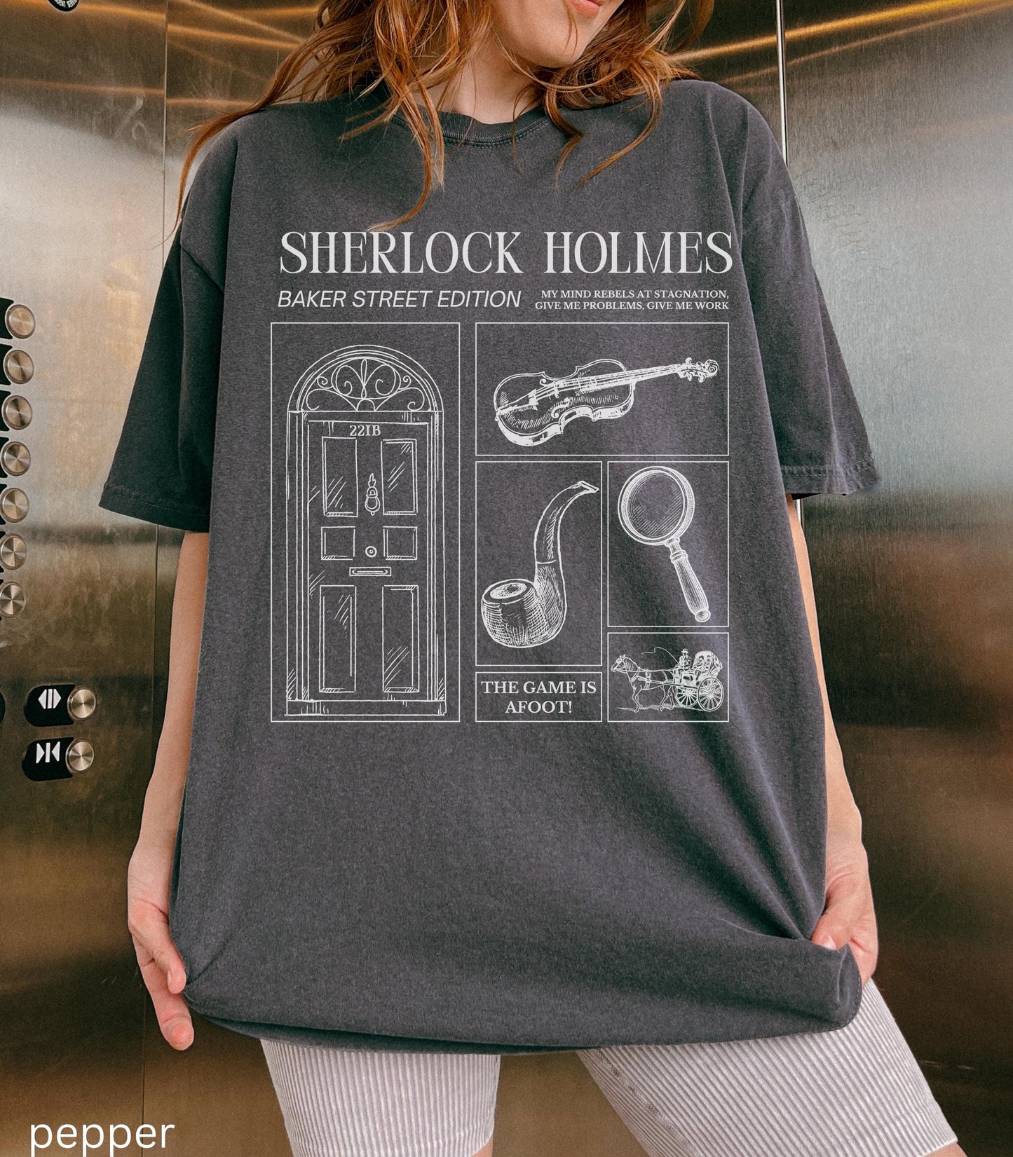 Sherlock Holmes Comfort Colors Tee * Dark Light Academia Game is Afoot Elementary Watson Detective Mystery Reader Bookish Book Club Gift