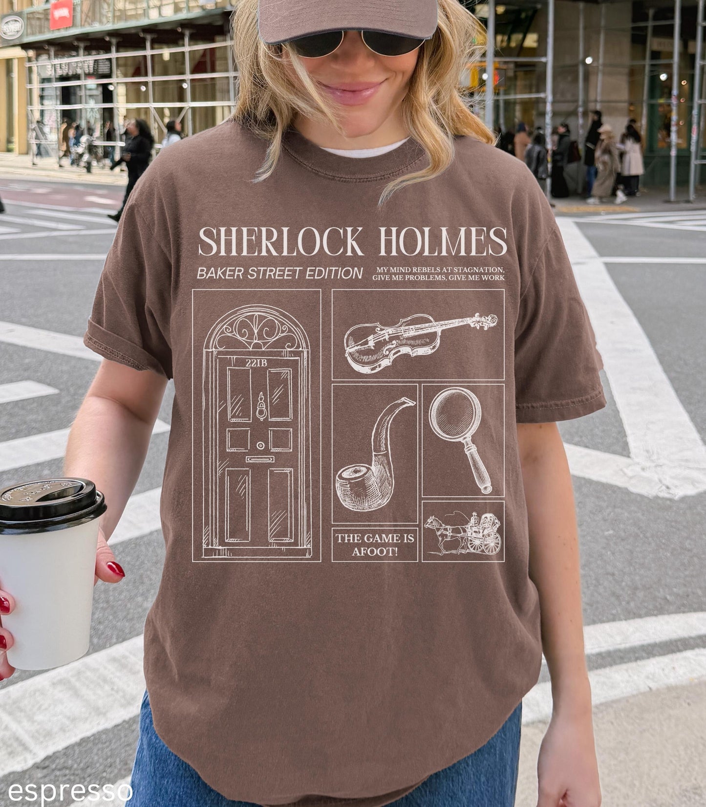 Sherlock Holmes Comfort Colors Tee * Dark Light Academia Game is Afoot Elementary Watson Detective Mystery Reader Bookish Book Club Gift