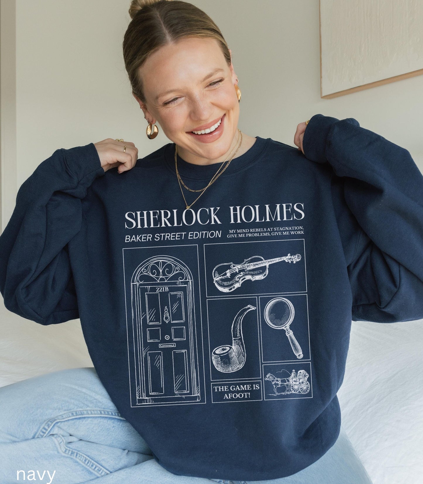 Sherlock Holmes Comfort Colors Sweatshirt * Dark Light Academia Game is Afoot Elementary Watson Detective Mystery Reader Bookish Club Gift