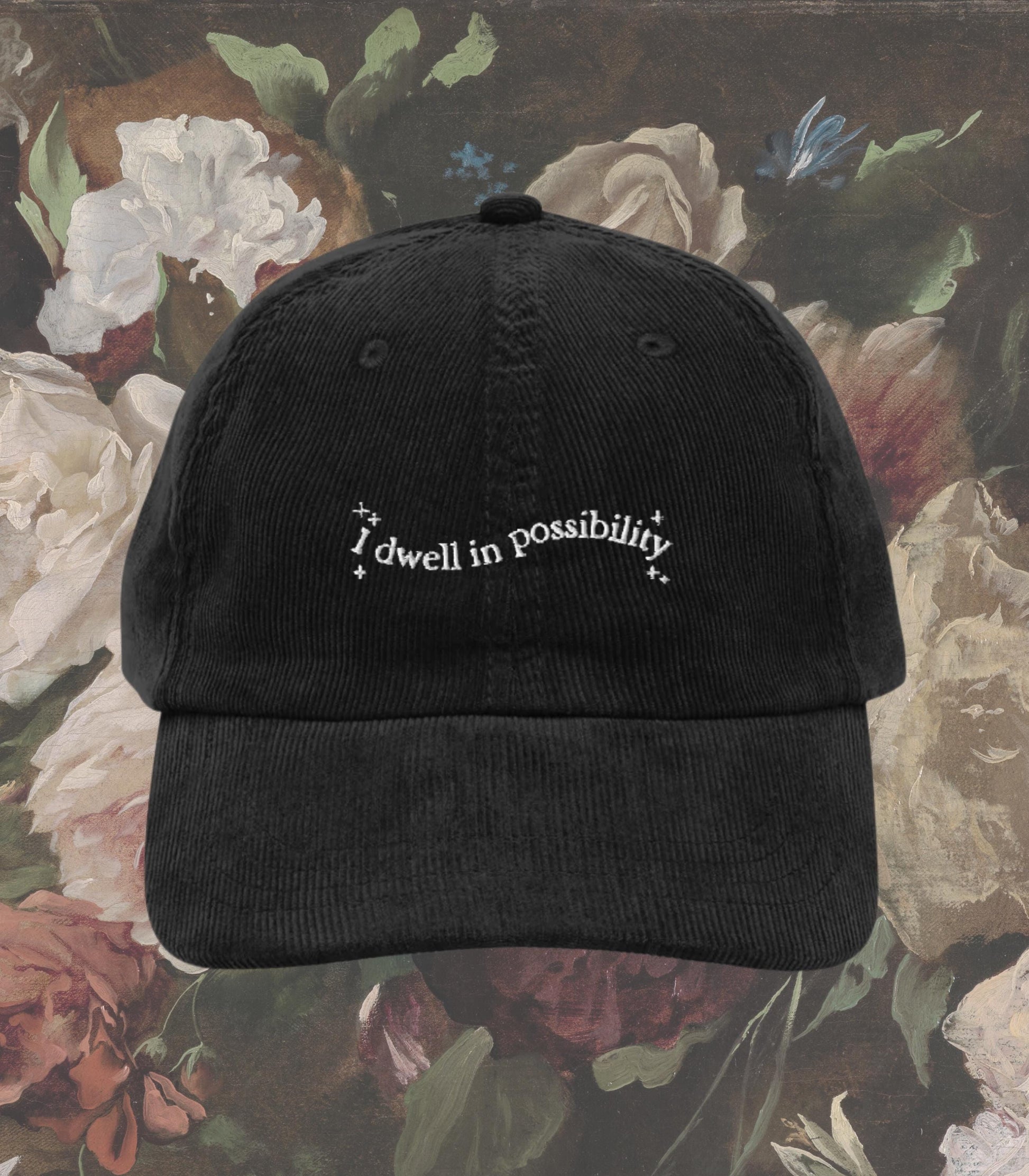 Emily Dickinson I Dwell in Possibility Embroidered Corduroy Hat * Gothic Poetry Poet Dark Academia English Major Teacher Librarian Gift Idea