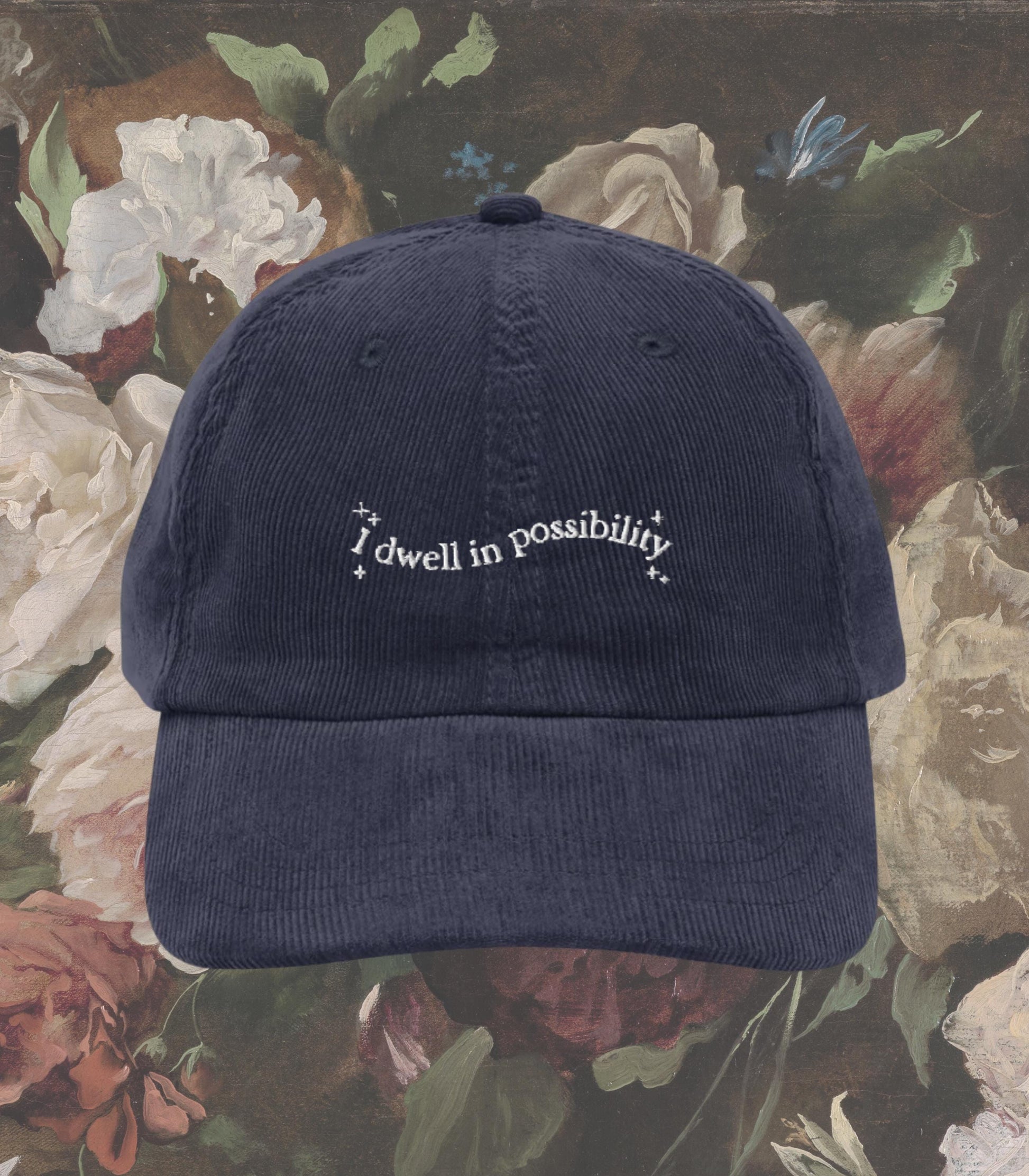 Emily Dickinson I Dwell in Possibility Embroidered Corduroy Hat * Gothic Poetry Poet Dark Academia English Major Teacher Librarian Gift Idea