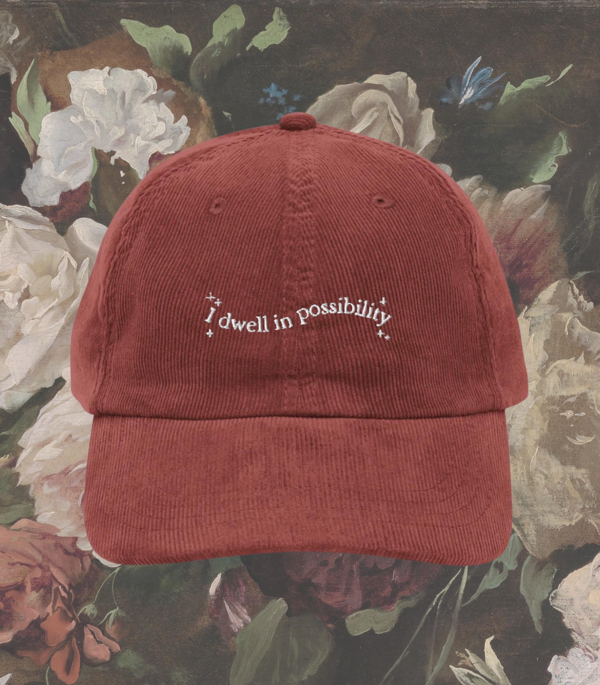Emily Dickinson I Dwell in Possibility Embroidered Corduroy Hat * Gothic Poetry Poet Dark Academia English Major Teacher Librarian Gift Idea