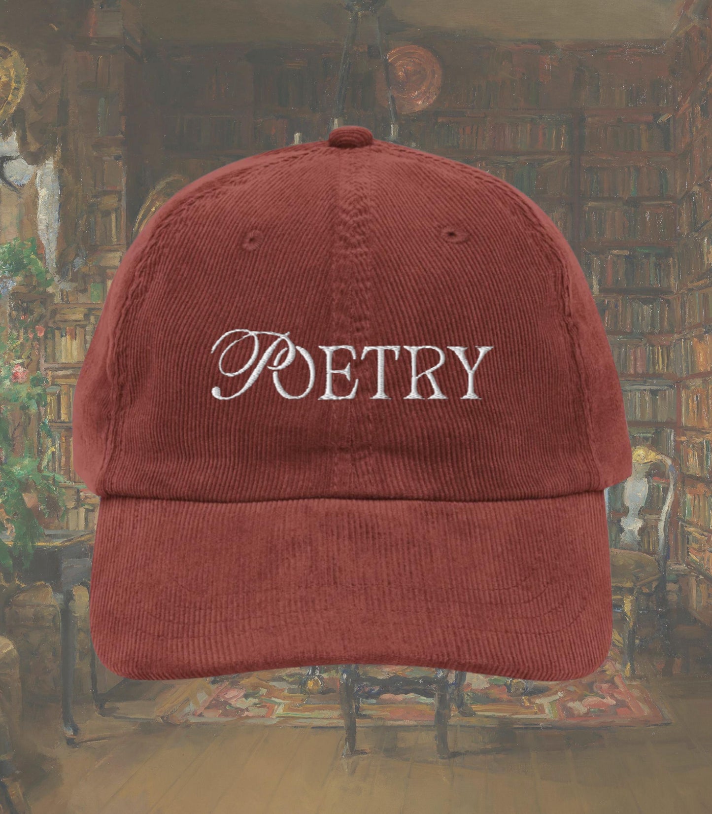 Poetry Bookish Embroidered Corduroy Hat * Gothic Literature Book Lover Emily Dickinson English Major Teacher Librarian Writer Reader Gift