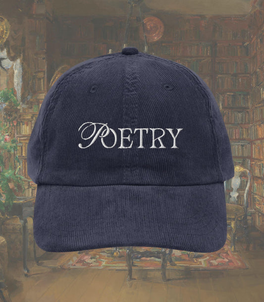 Poetry Bookish Embroidered Corduroy Hat * Gothic Literature Book Lover Emily Dickinson English Major Teacher Librarian Writer Reader Gift