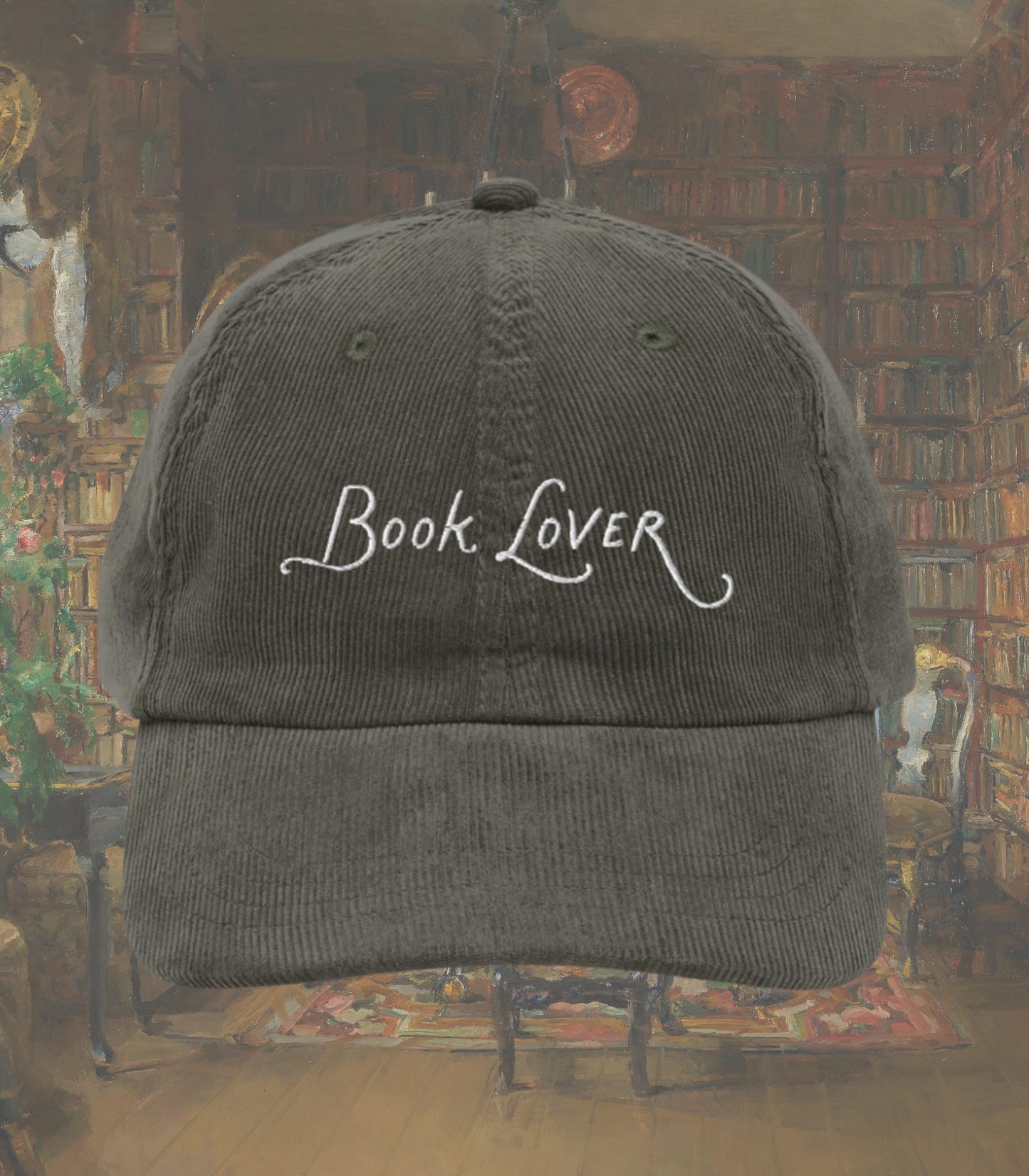 Book Lover Embroidered Corduroy Hat * Buy me books Main Character Bookish Bookworm Bibliophile Cute Merch Gift for Readers Subtle Fandom