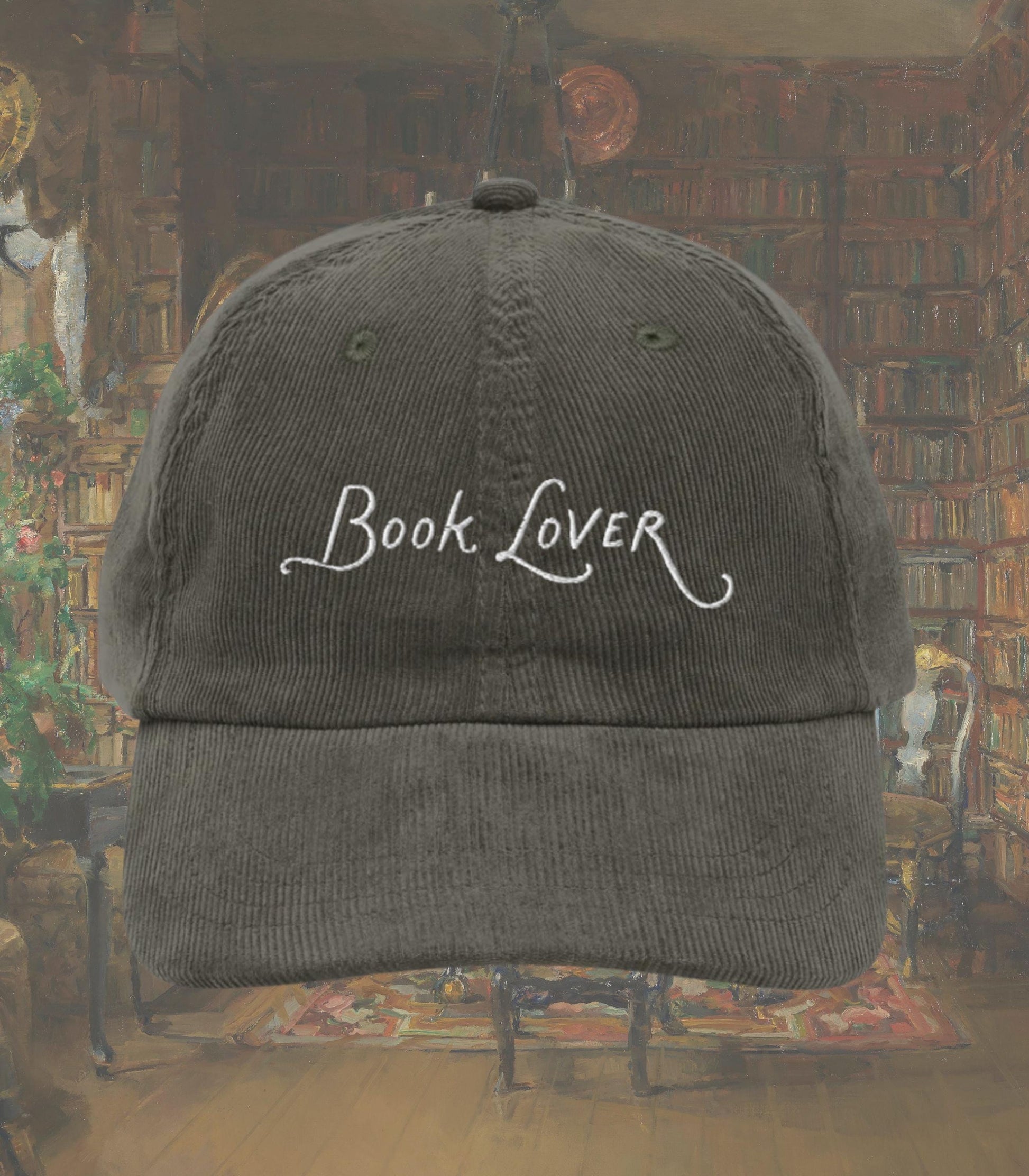 Book Lover Embroidered Corduroy Hat * Buy me books Main Character Bookish Bookworm Bibliophile Cute Merch Gift for Readers Subtle Fandom