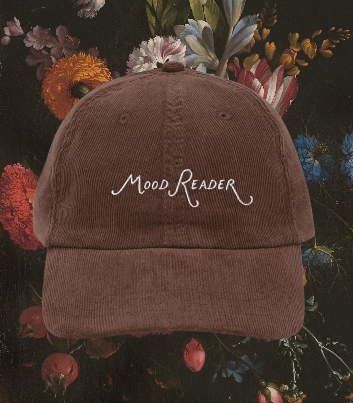 Mood Reader Embroidered Corduroy Hat * Book Lover Main Character Bookish Bookworm Bibliophile Cute Merch Gift for Readers Subtle Fandom