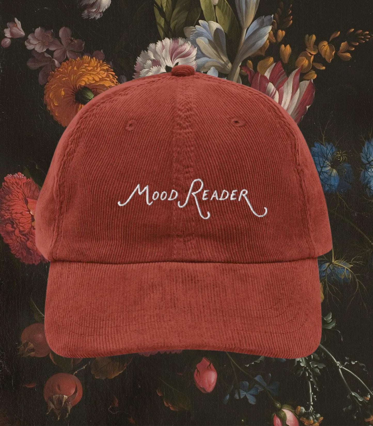 Mood Reader Embroidered Corduroy Hat * Book Lover Main Character Bookish Bookworm Bibliophile Cute Merch Gift for Readers Subtle Fandom