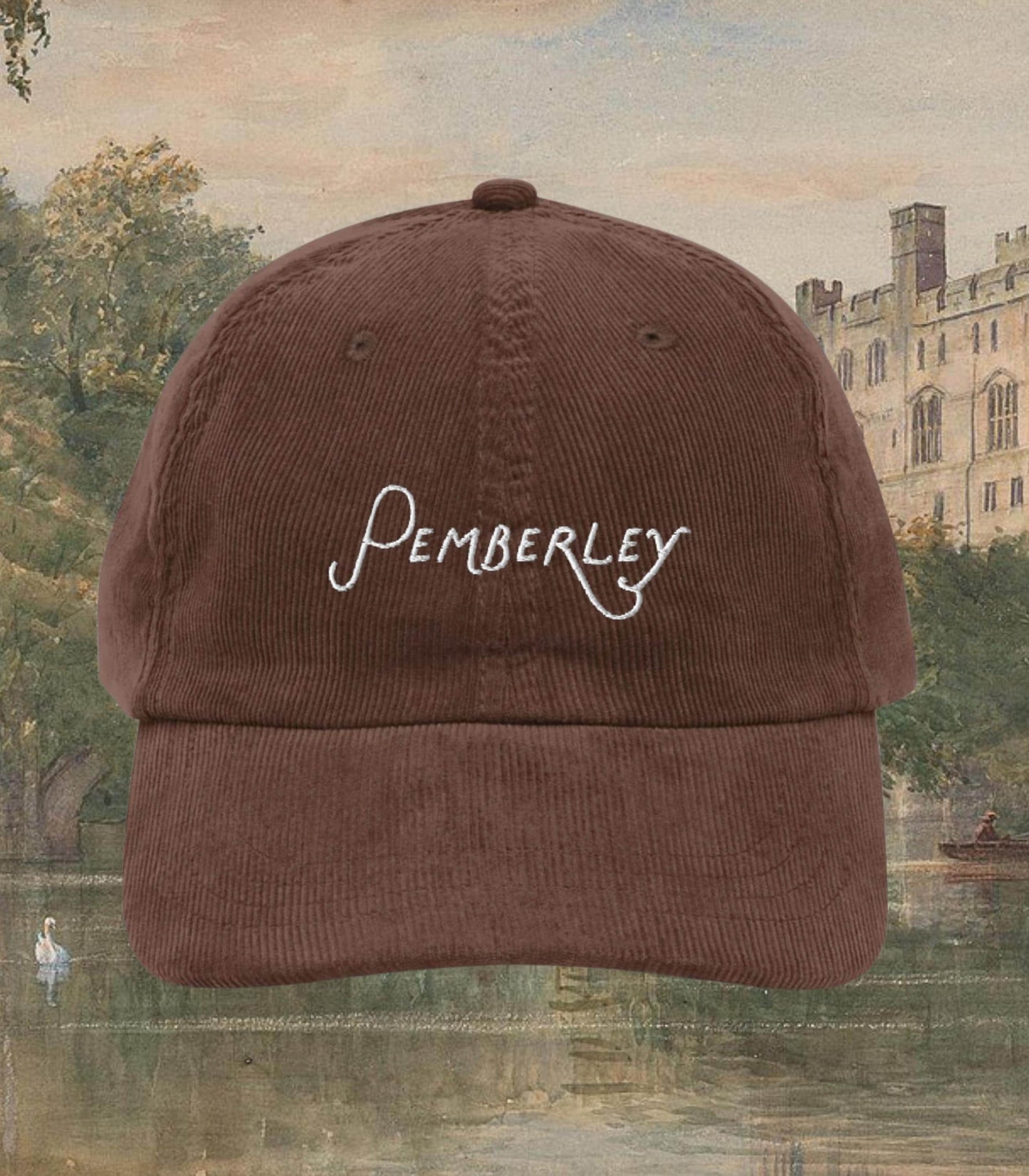 Pride & Prejudice Pemberley Vintage Embroidered Corduroy Hat Most Ardently Darcy Fond of Walking Book Lover Bookish Gift Jane Austen Merch