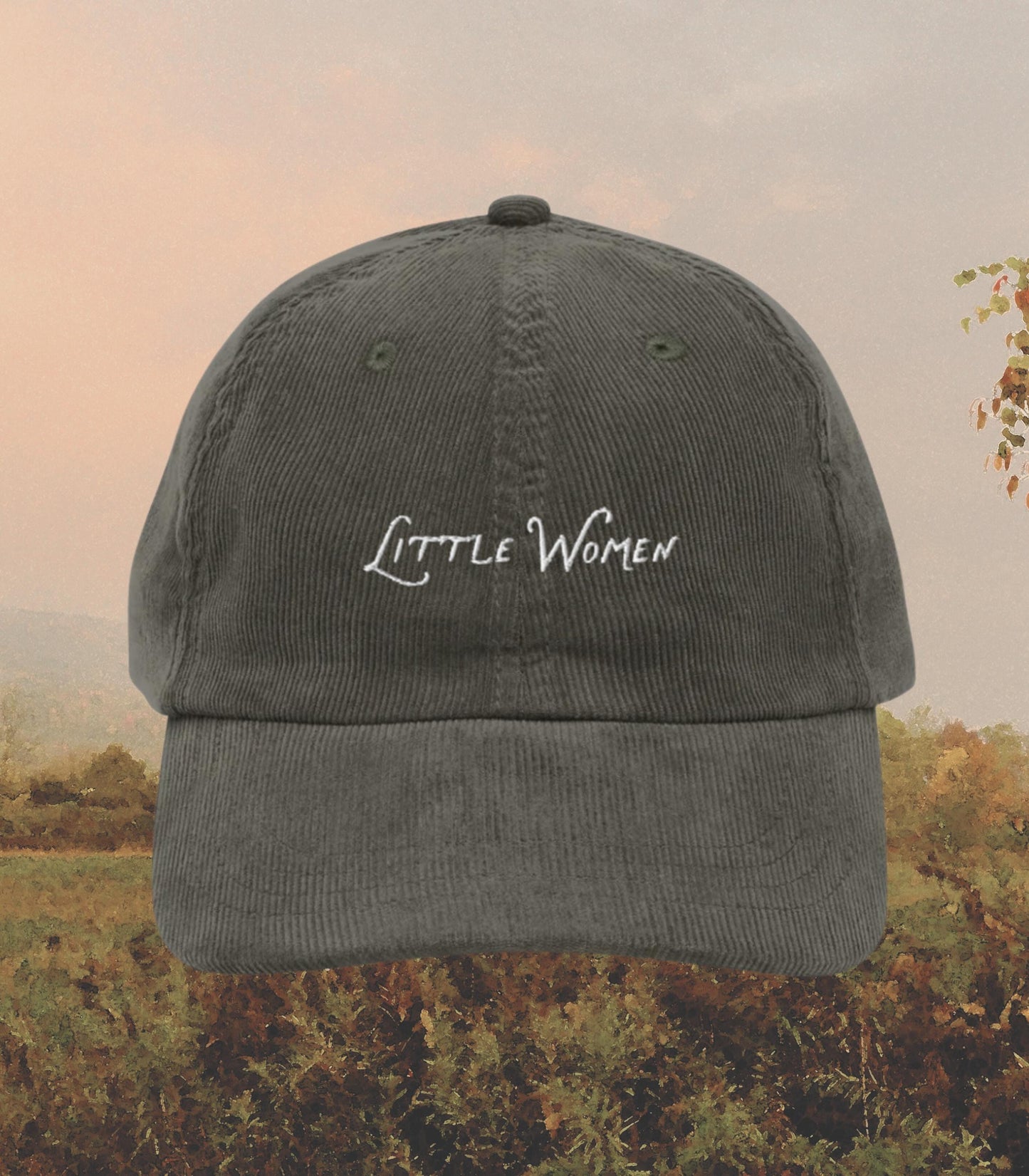 Little Women Corduroy Coquette Embroidered Hat * Cottagecore March Sisters It's No Use Jo Orchard House Book Fandom Merch Bookish Gift Idea