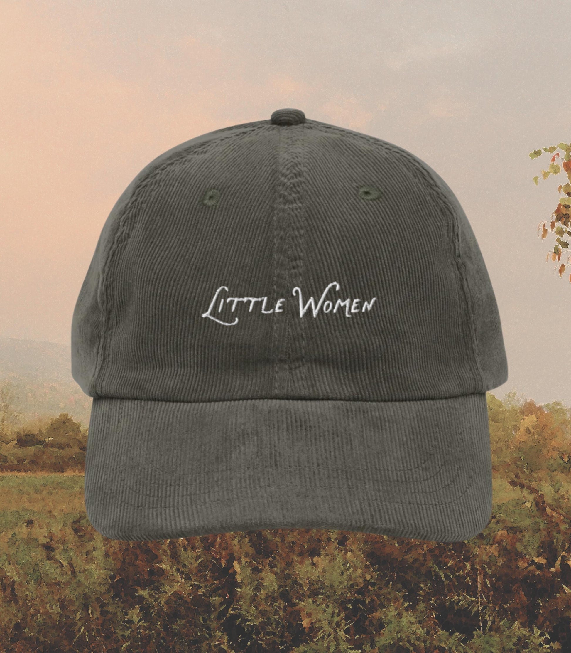 Little Women Corduroy Coquette Embroidered Hat * Cottagecore March Sisters It's No Use Jo Orchard House Book Fandom Merch Bookish Gift Idea