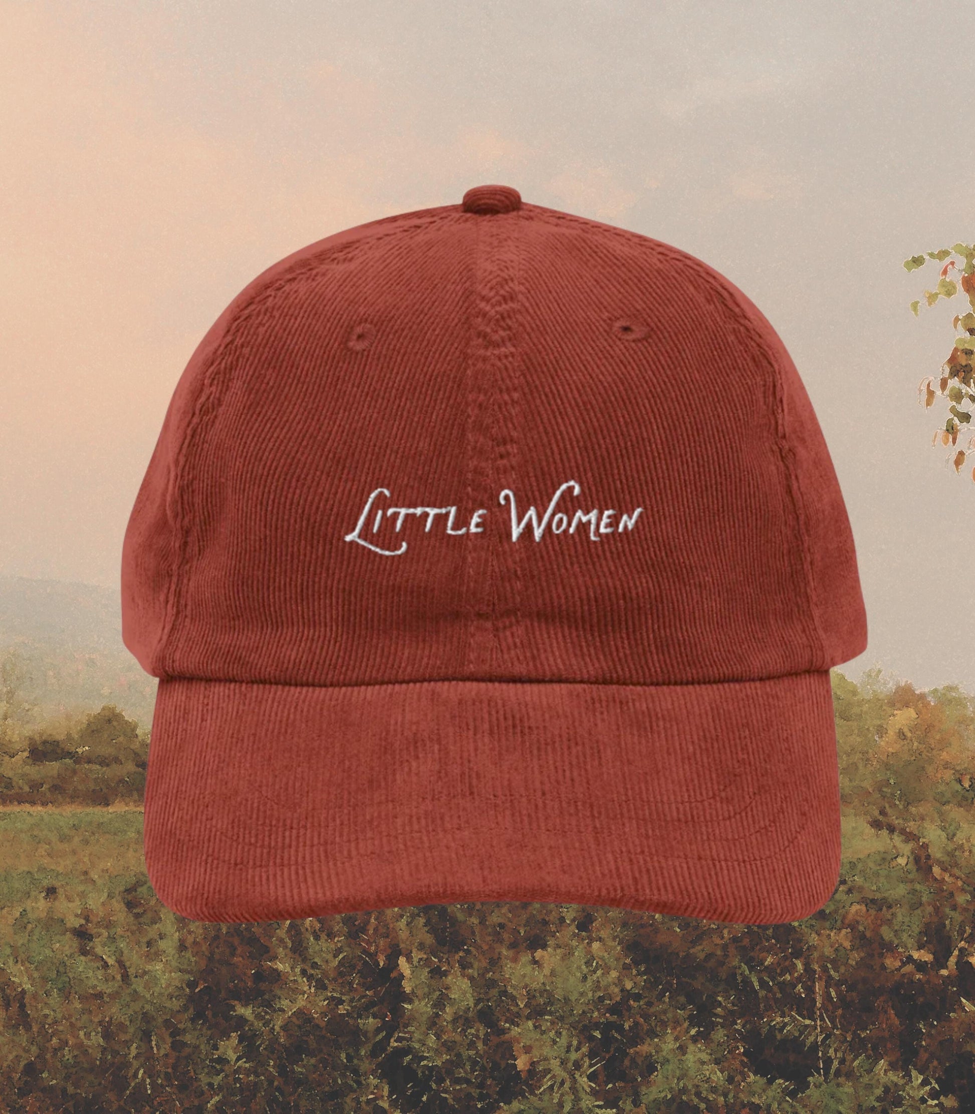 Little Women Corduroy Coquette Embroidered Hat * Cottagecore March Sisters It's No Use Jo Orchard House Book Fandom Merch Bookish Gift Idea
