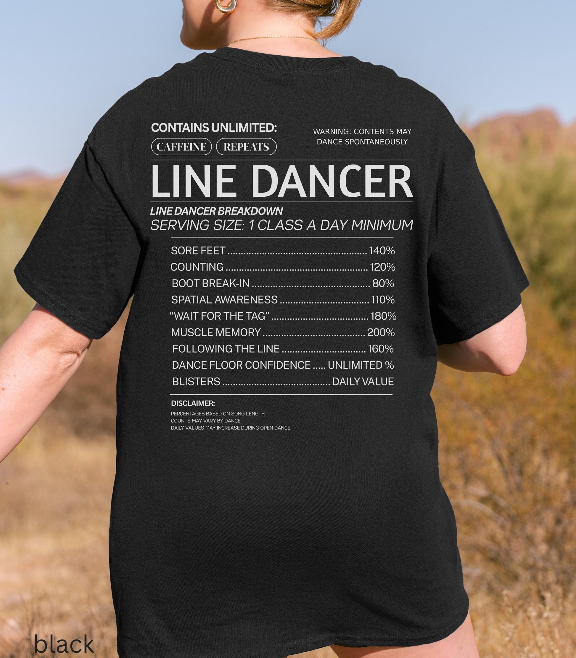 Line Dancer Nutritional Facts Funny Unisex Comfort Colors Tee * Honky Tonk Boot Scooting Cowgirl Country Western Dance Teacher Gift Idea