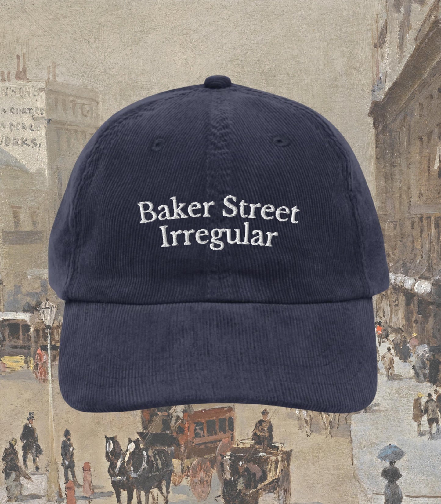Sherlock Holmes Baker Street Irregular Embroidered Corduroy Hat Merch Bookworm Teacher Gift Detective Mystery Reader 221b Elementary Watson